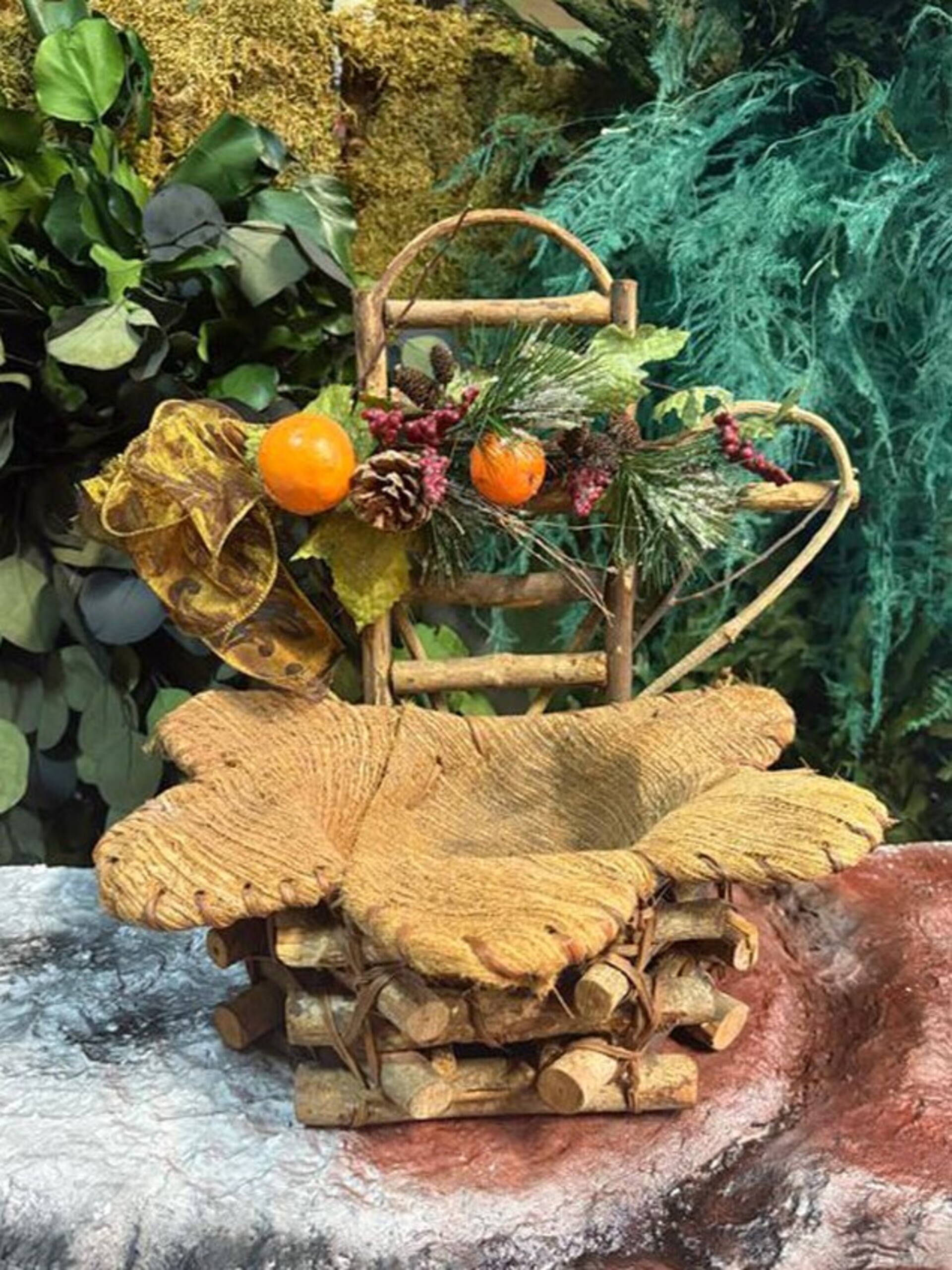 Cesto Portapianta Coco net decorato - Prezzo speciale fine serie dm. 31 H 35 con Foro dm. 15