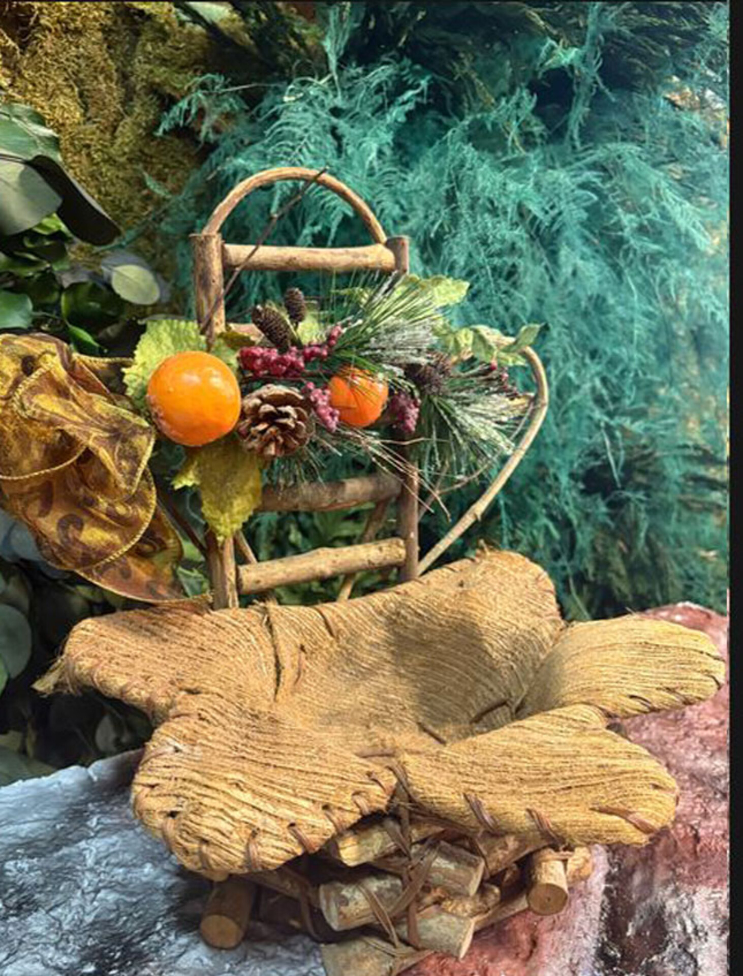 Cesto Portapianta Coco net decorato - Prezzo speciale fine serie dm. 31 H 35 con Foro dm. 15