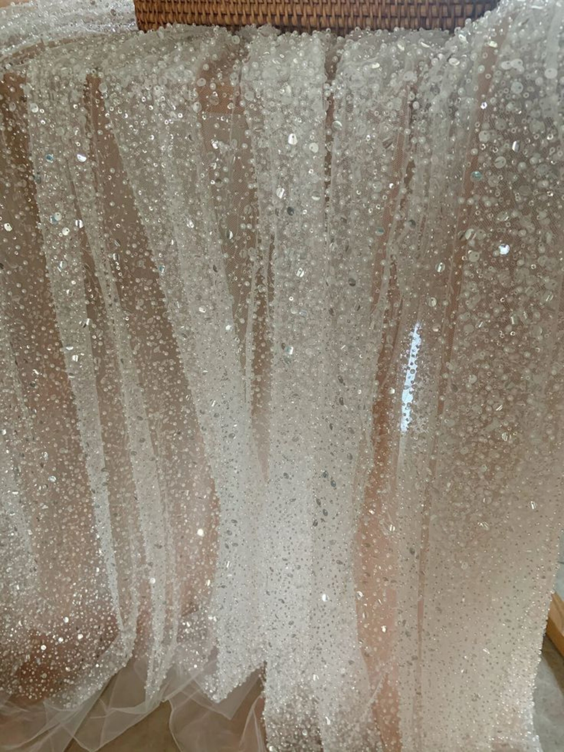 Tulle Blonda Glitterato - Sconti per Fioristi e Aziende - H 280 x 25 mt Prodotto in Italia