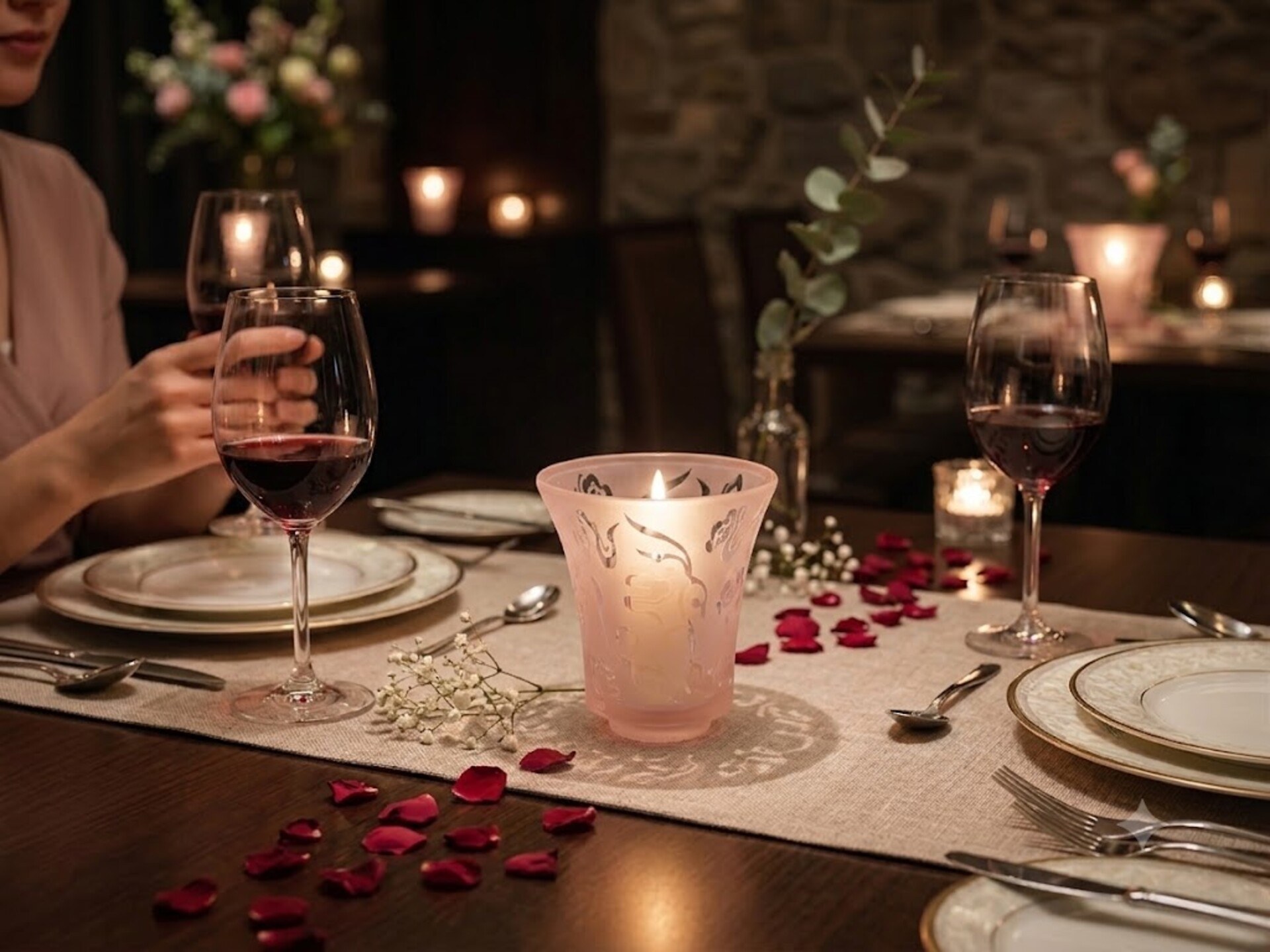 Vaso Luxus rosa H 14 cm in vetro - Sconti per Fioristi e Aziende - Diametro 13 cm