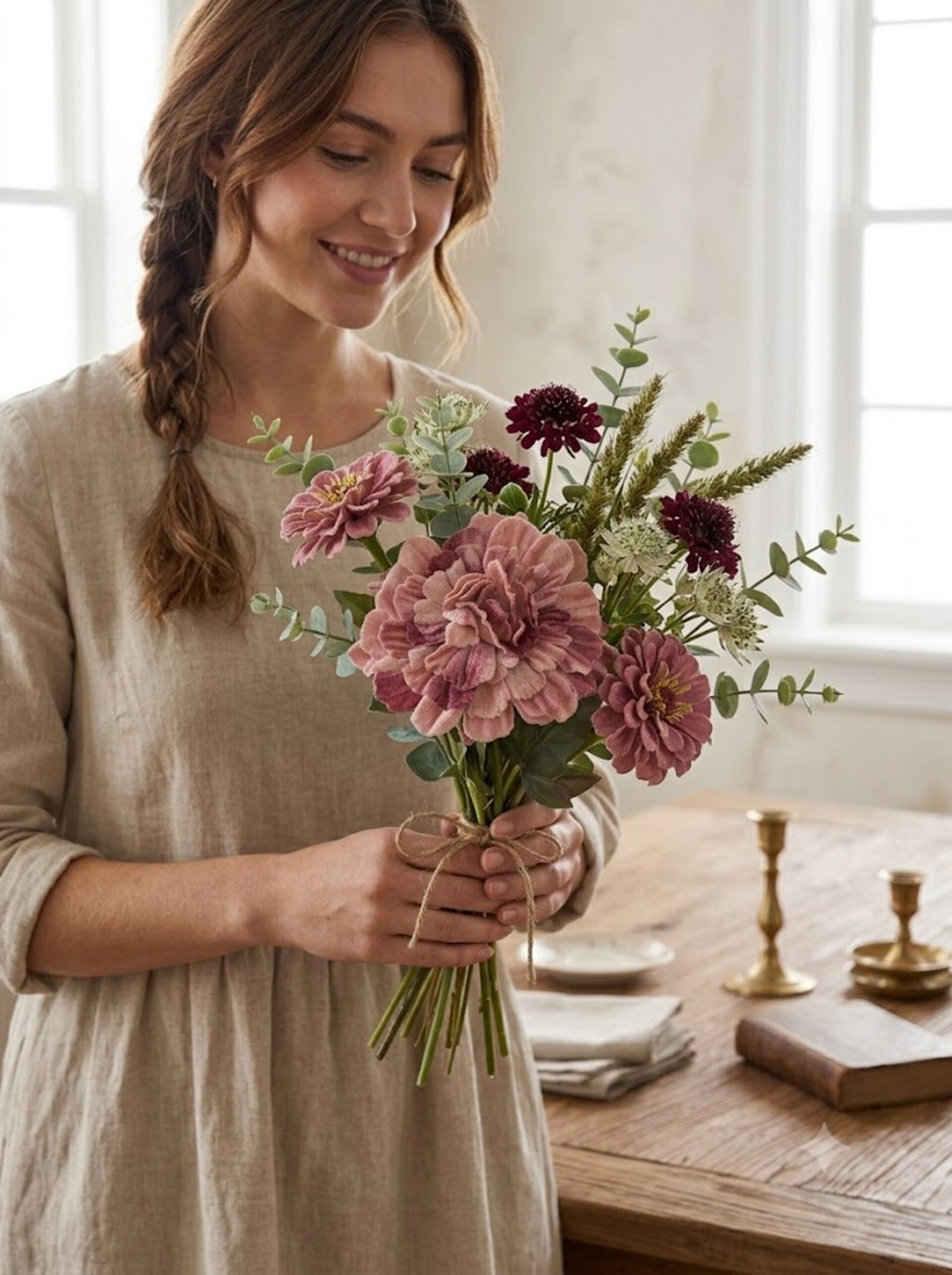 Zinnia velluto H 100 Rosa - Sconti per Fioristi e Aziende . -Artificiale
