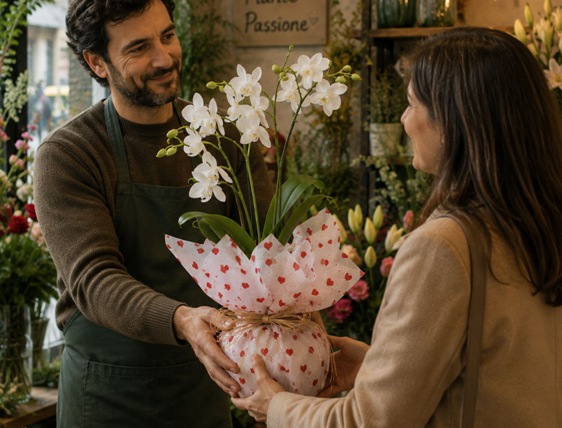 Orchidea Dendrobie con vaso H 40 cm in diversi colori Sconti per Fioristi, Wedding e Aziende .