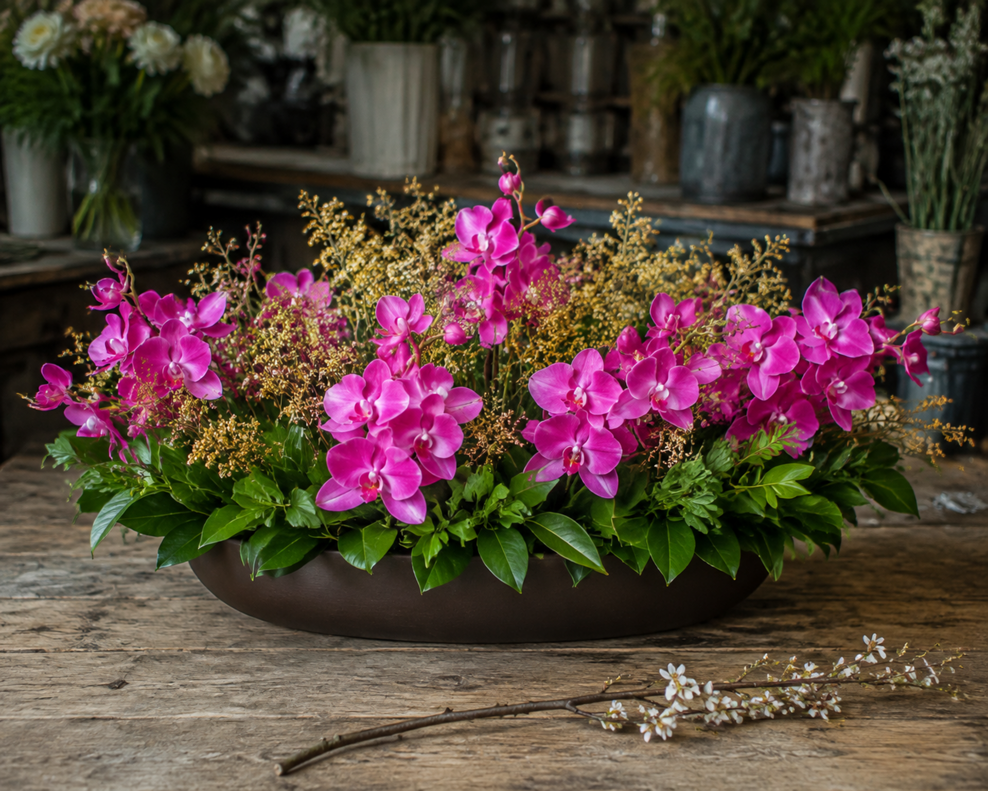 Phalenopsis x 9 in poliester - Sconti per fioristi e aziende . - Real touch