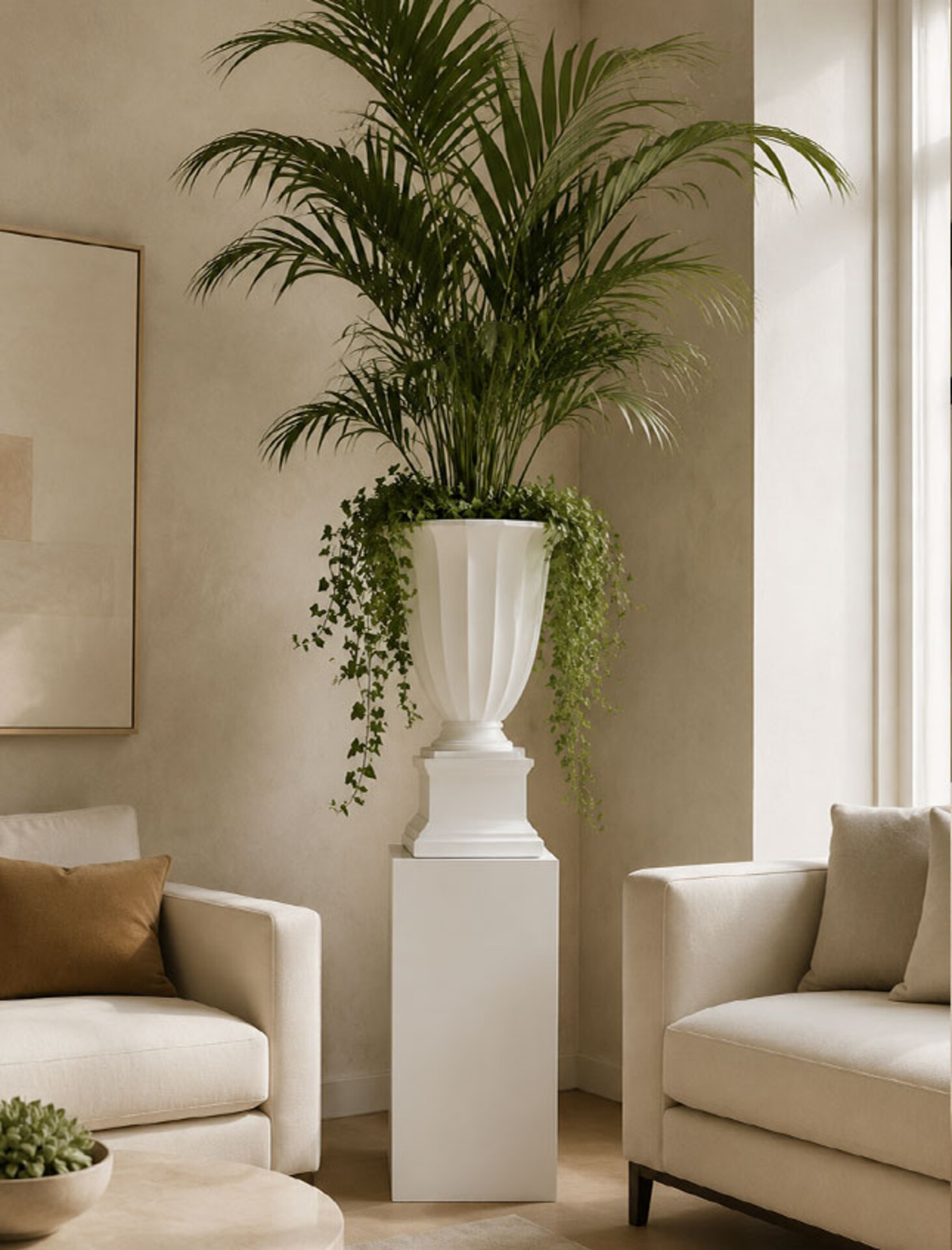 Colonna Bianca Lucida. - Sconti per Fioristi e Aziende . - H 71 E H 91 Base cm. 31x31