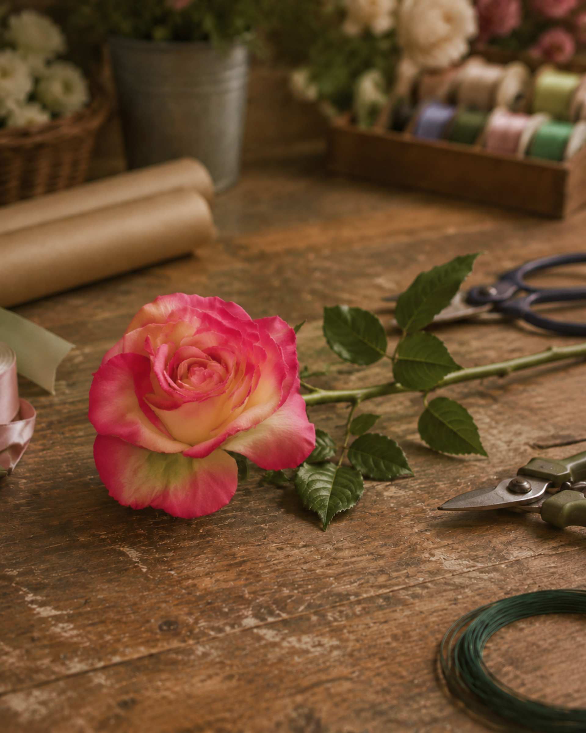 Rosa aperta Arredo Artificiale in poliestere - Sconti per Fioristi e Aziende .