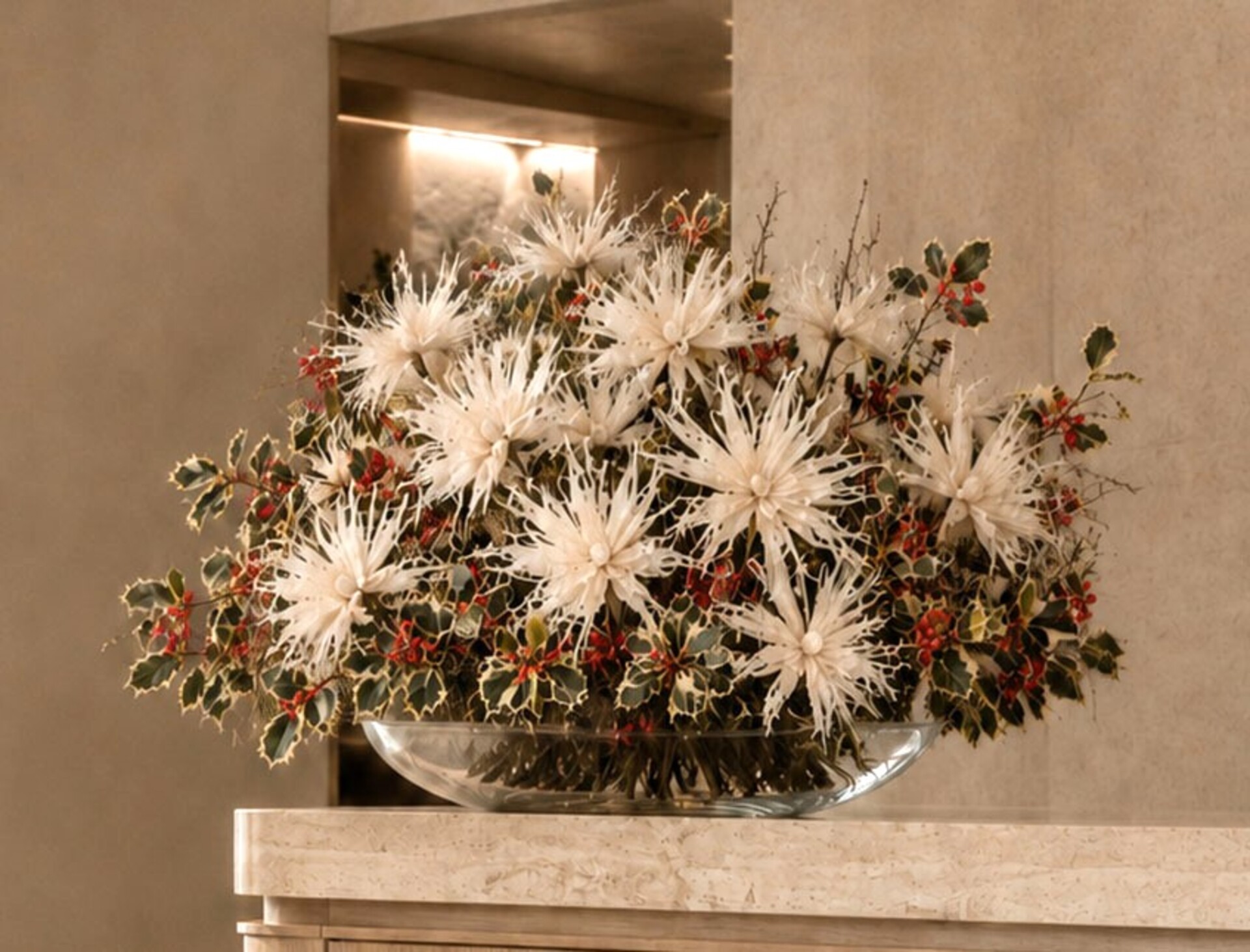 Clematis Artificiale H 66  - Sconti per Fioristi e Aziende Glitterata con petali animat