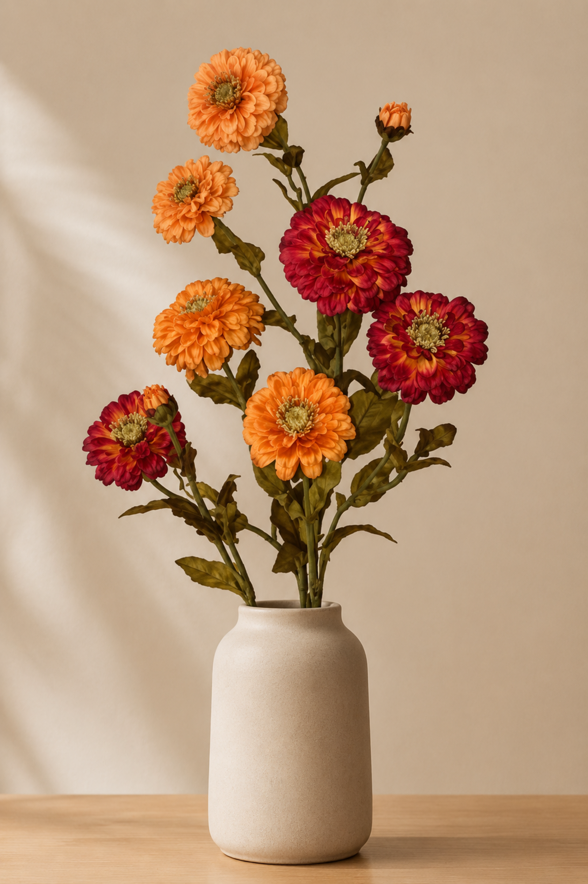 Zinnia Artificiale x 3 H 80  - Sconti per Fioristi e Aziende -  In poliestere