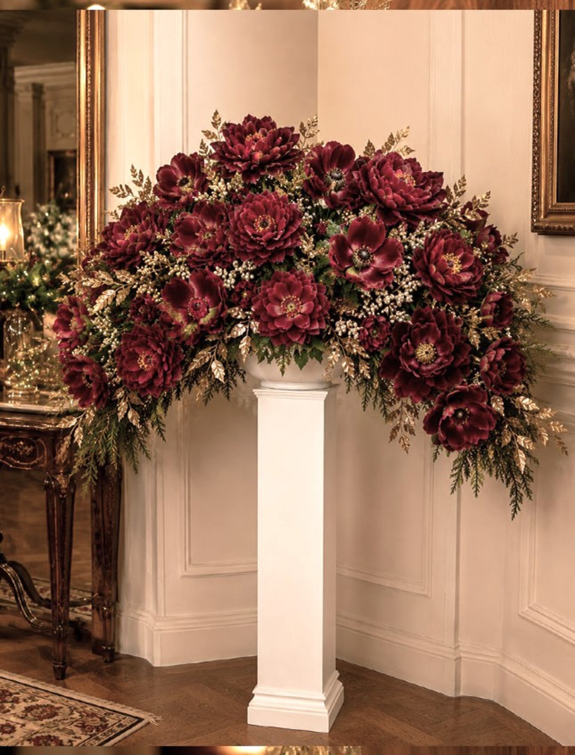 Magnolia & Rose x 2 velluto  - Sconti per Fioristi e Aziende -Bordeaux con bocciolo