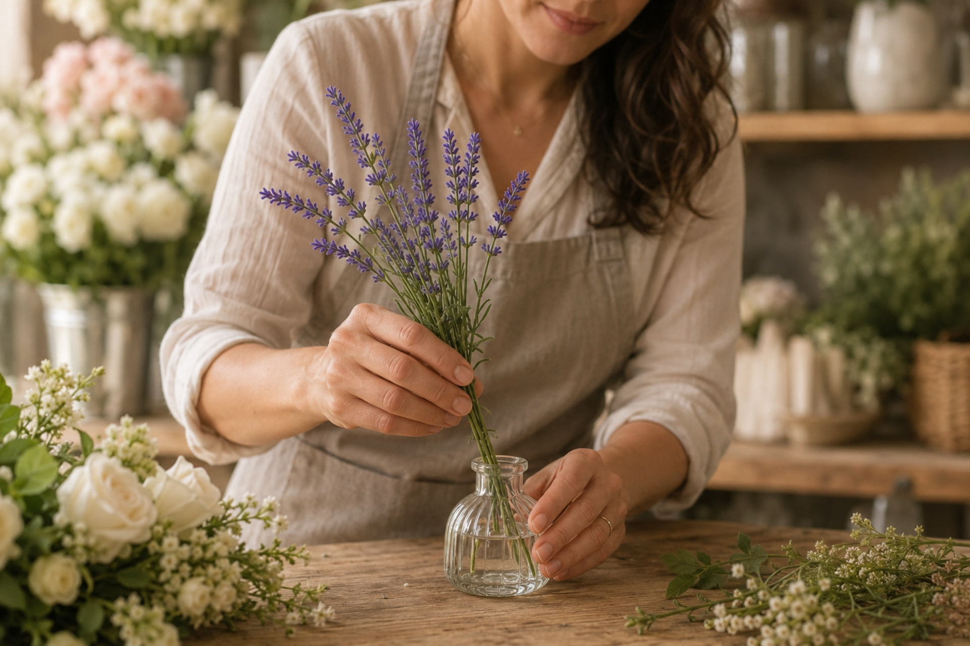 Lavanda Artificiale H 36 con 6 fiori - Sconti per Fioristi e Aziende . - In poliestere