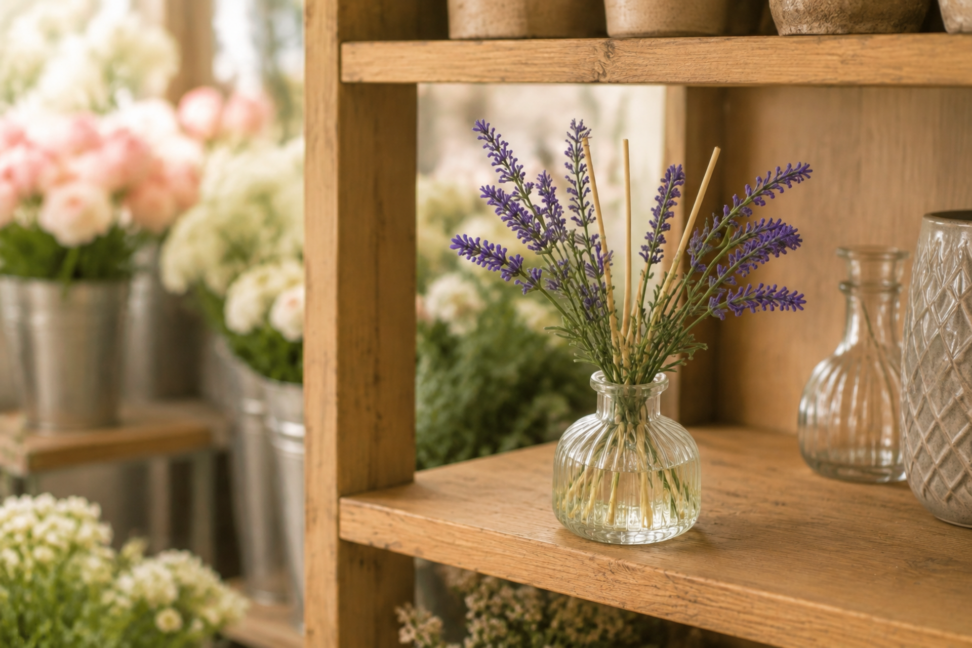 Lavanda Artificiale H 36 con 6 fiori - Sconti per Fioristi e Aziende . - In poliestere