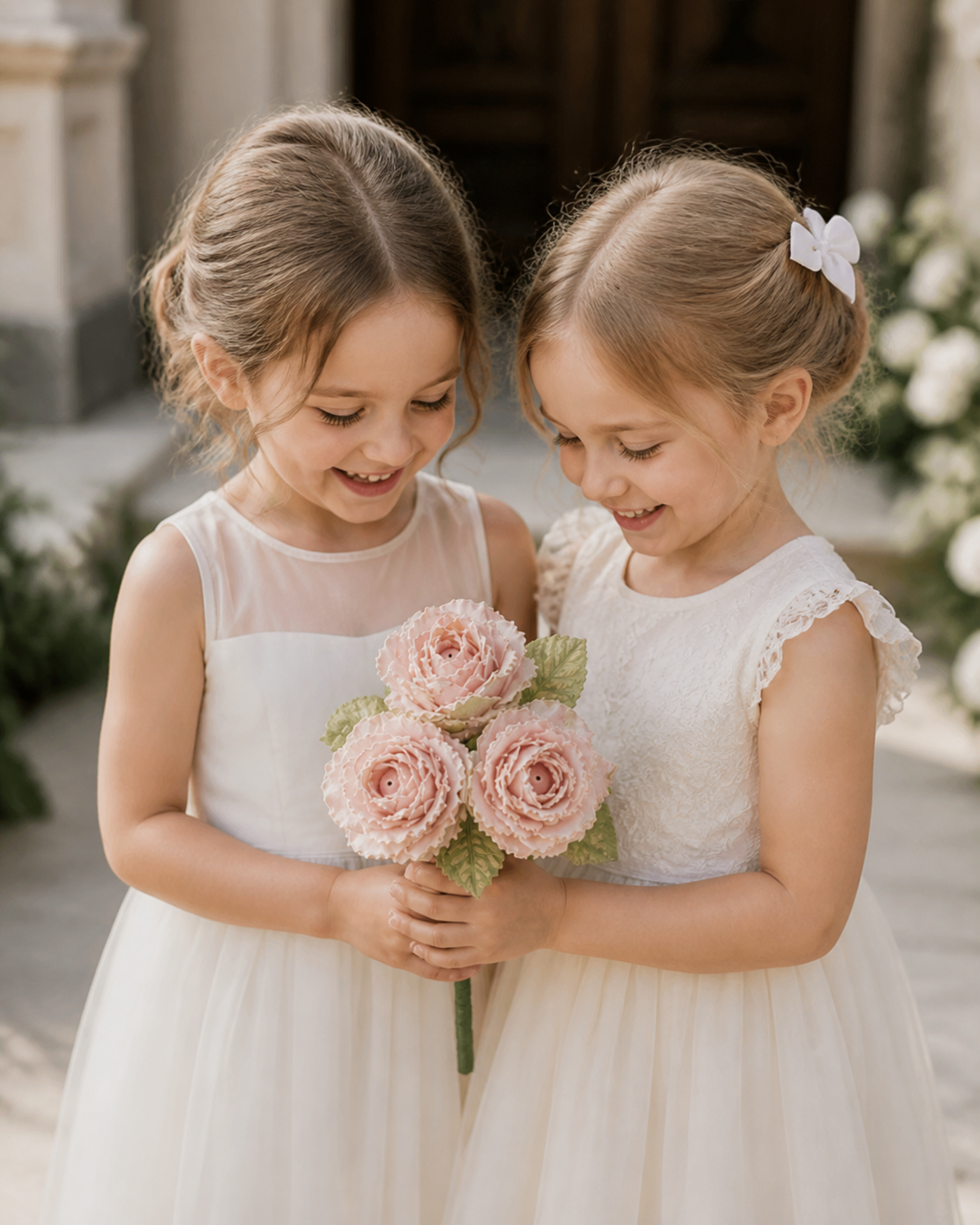 Rose x 3 in organza piccole - Sconto per Fioristi e Aziende - Artificiali