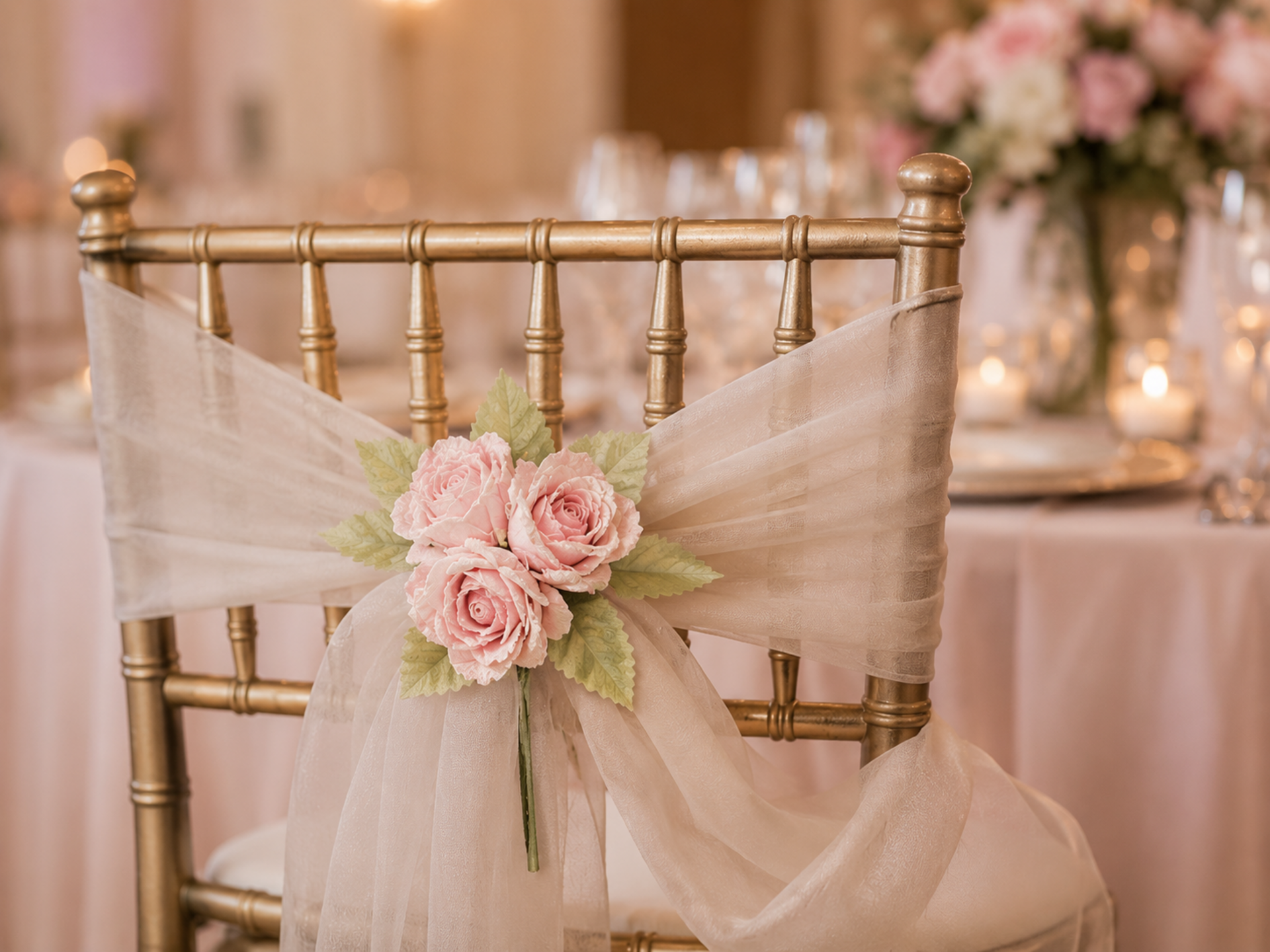 Rose x 3 in organza medie - Sconto per Fioristi e Aziende - Artificiali
