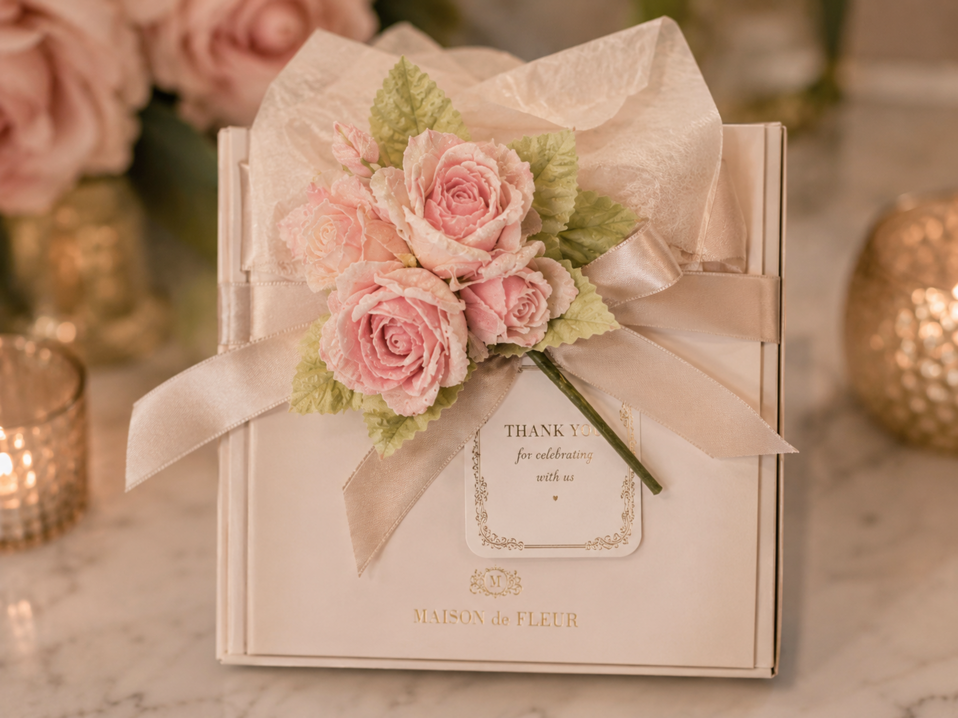 Rose x 3 in organza medie - Sconto per Fioristi e Aziende - Artificiali