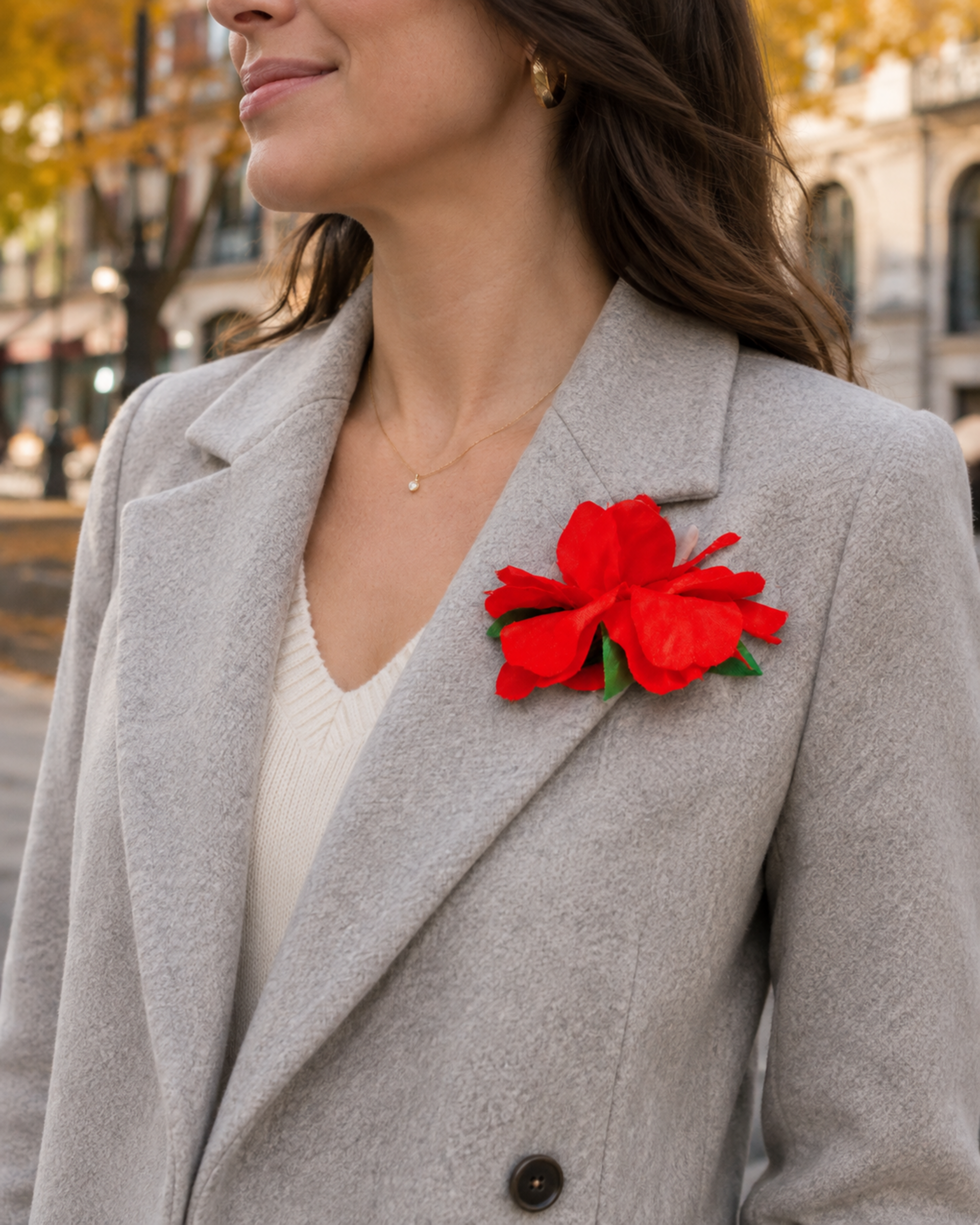 Gardena rossa con spilla - Sconti per Fioristio e Aziende - In poliester