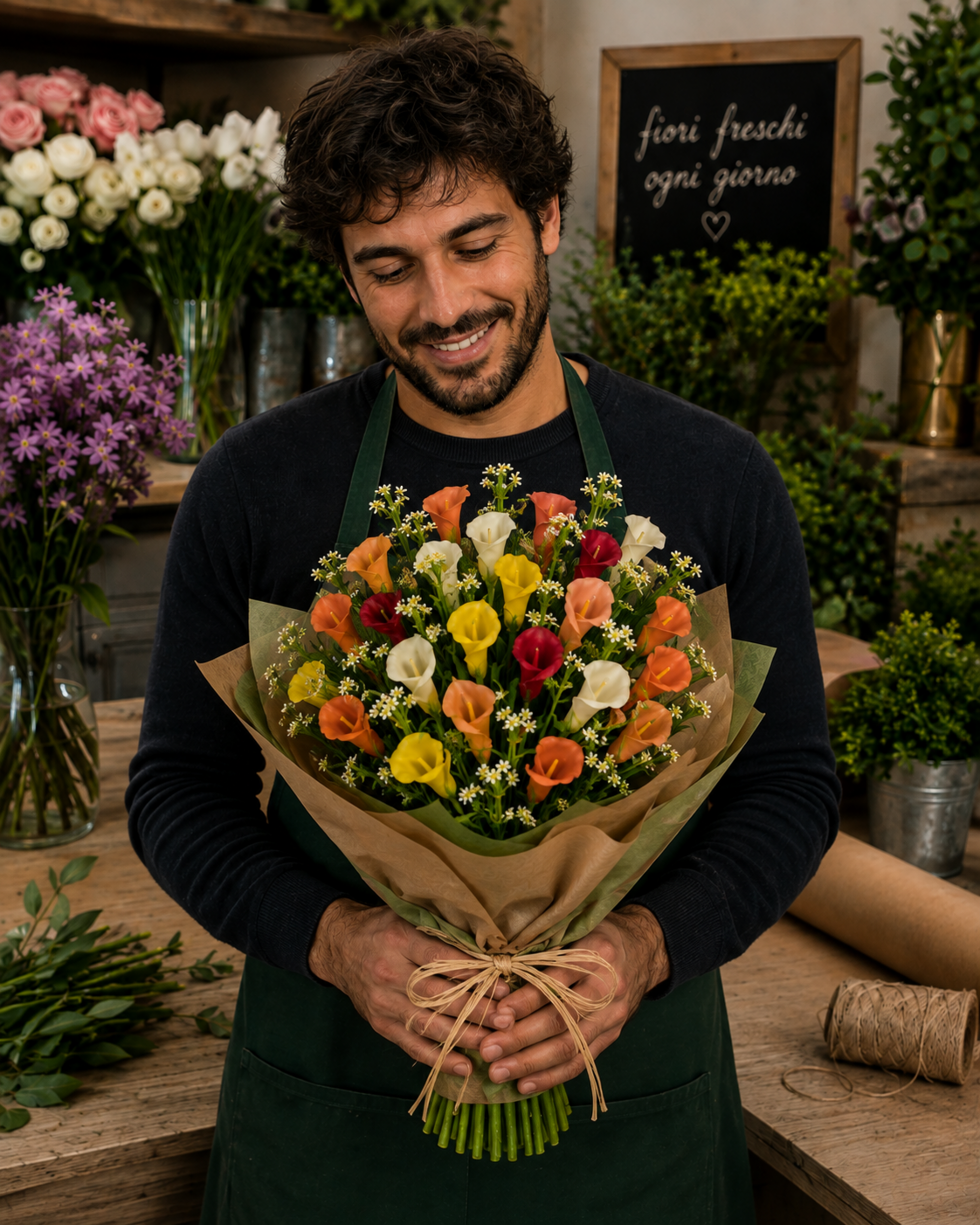 Calla Spray x 8 H 35 in Polifoam - Sconti per Fioristi e Aziende - Artificiale