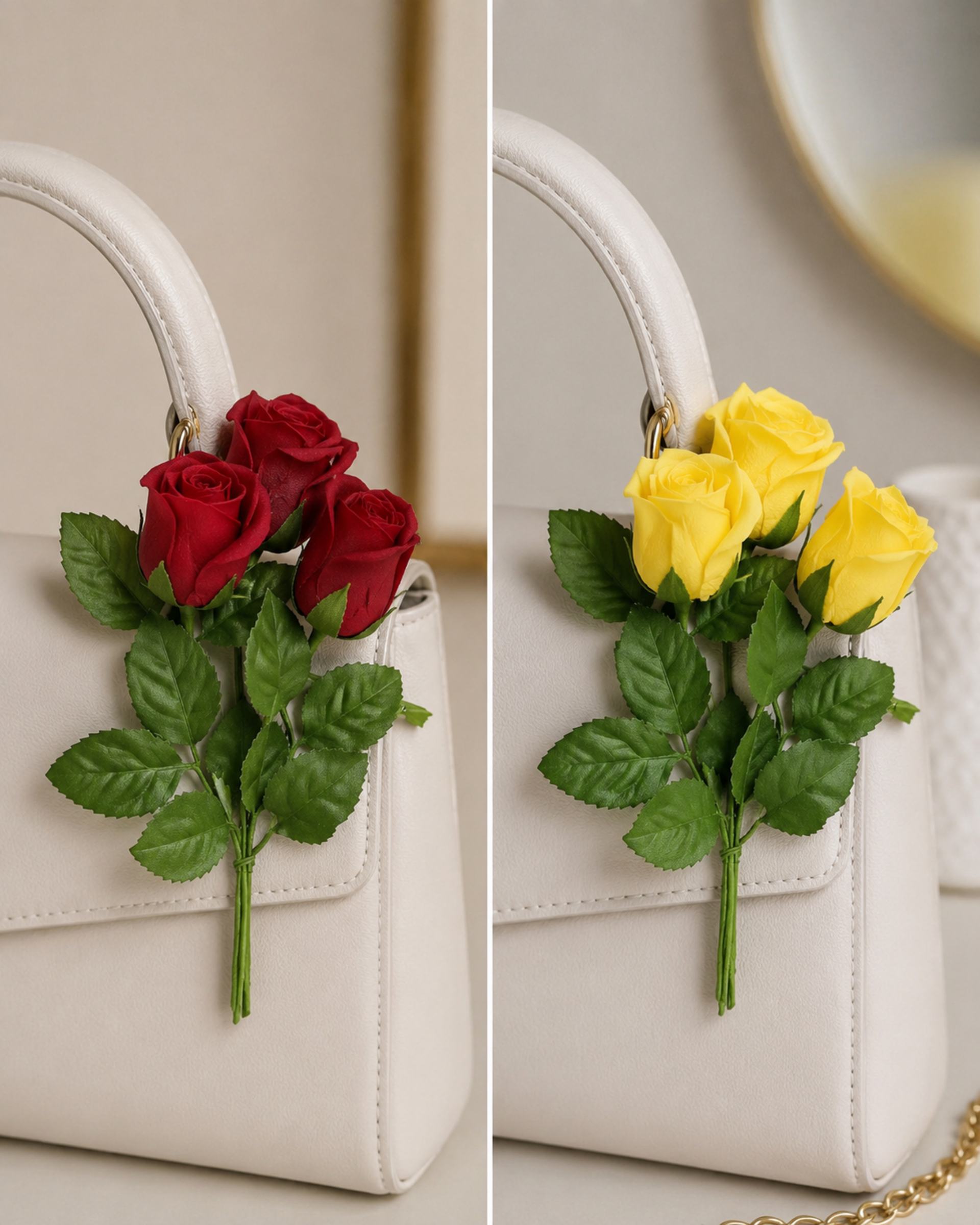 Rose x 3 in seta con spilla - Sconti per Fioristi e Aziende . - Artificiale