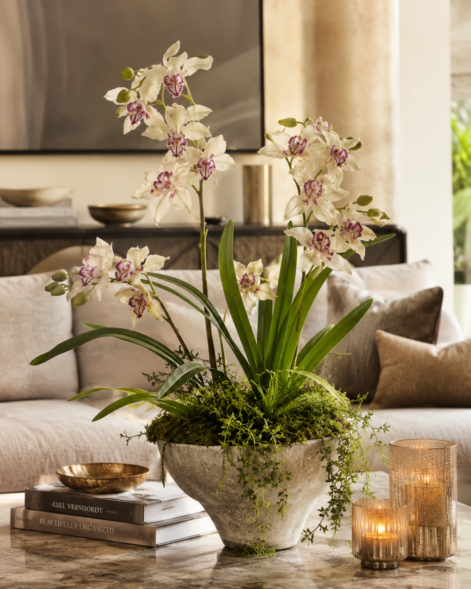 Pianta di Orchidea Cymbidium Artificiale H 50 - Sconti per Fioristi e Aziende