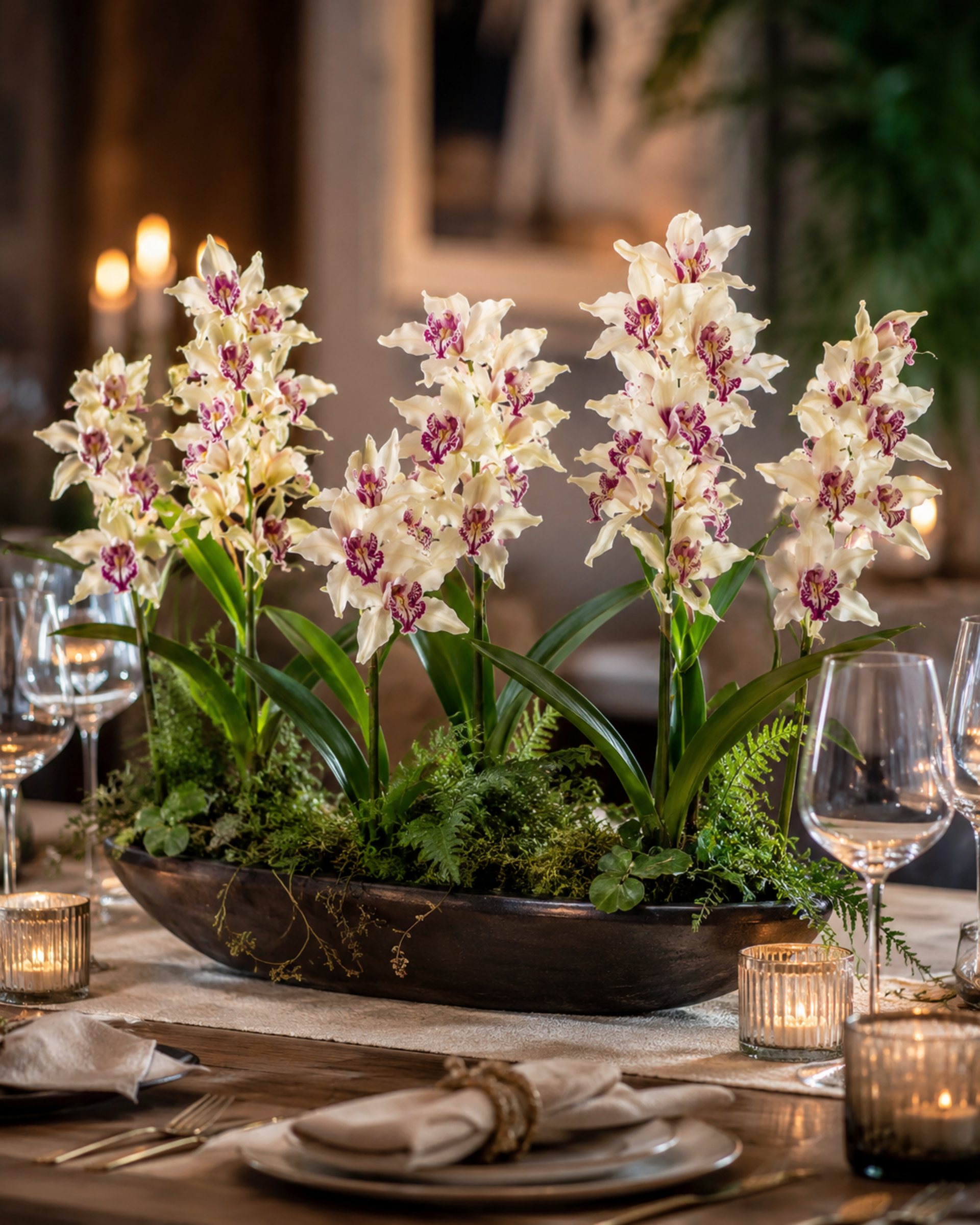 Pianta di Orchidea Cymbidium Artificiale H 50 - Sconti per Fioristi e Aziende