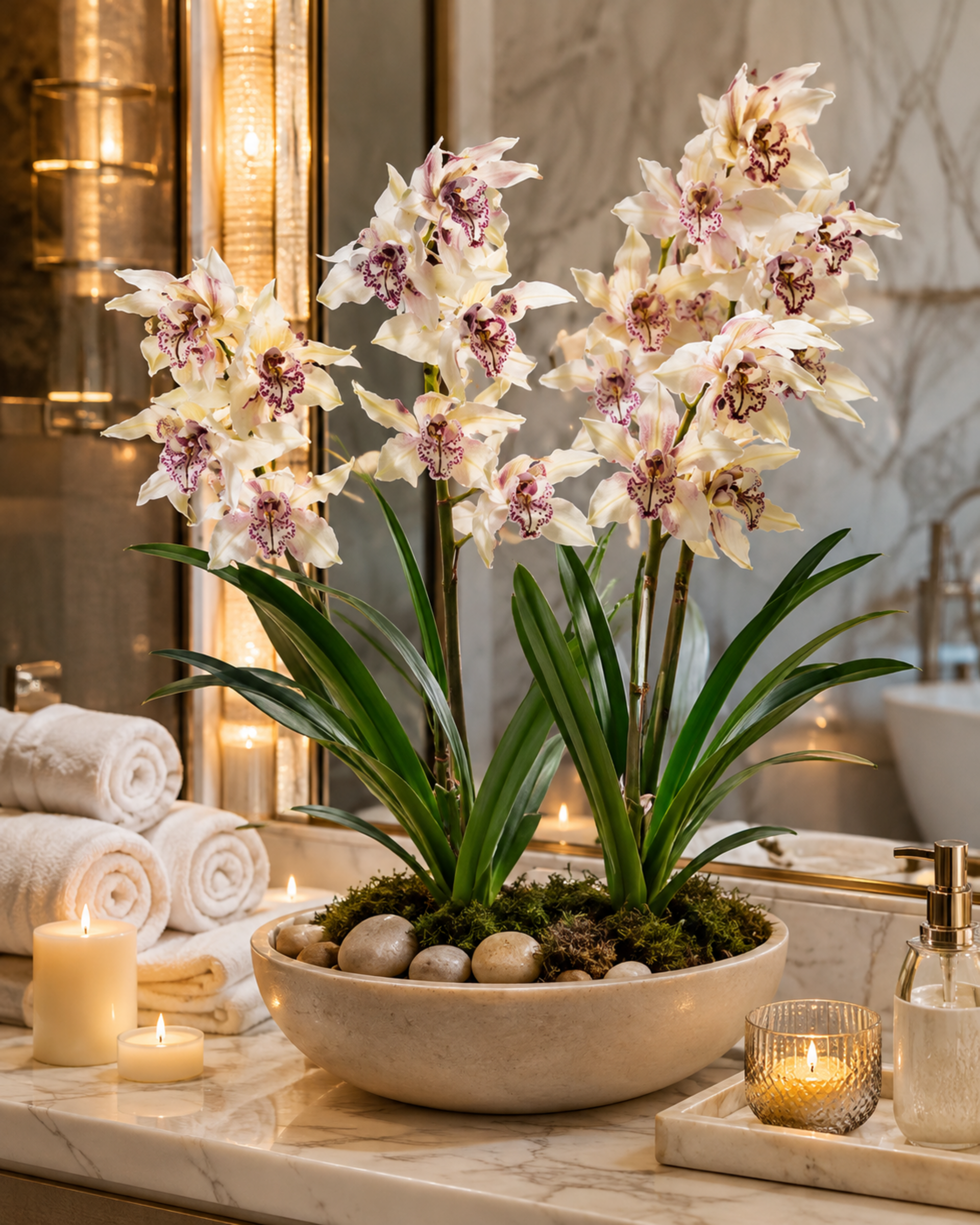 Pianta di Orchidea Cymbidium Artificiale H 50 - Sconti per Fioristi e Aziende