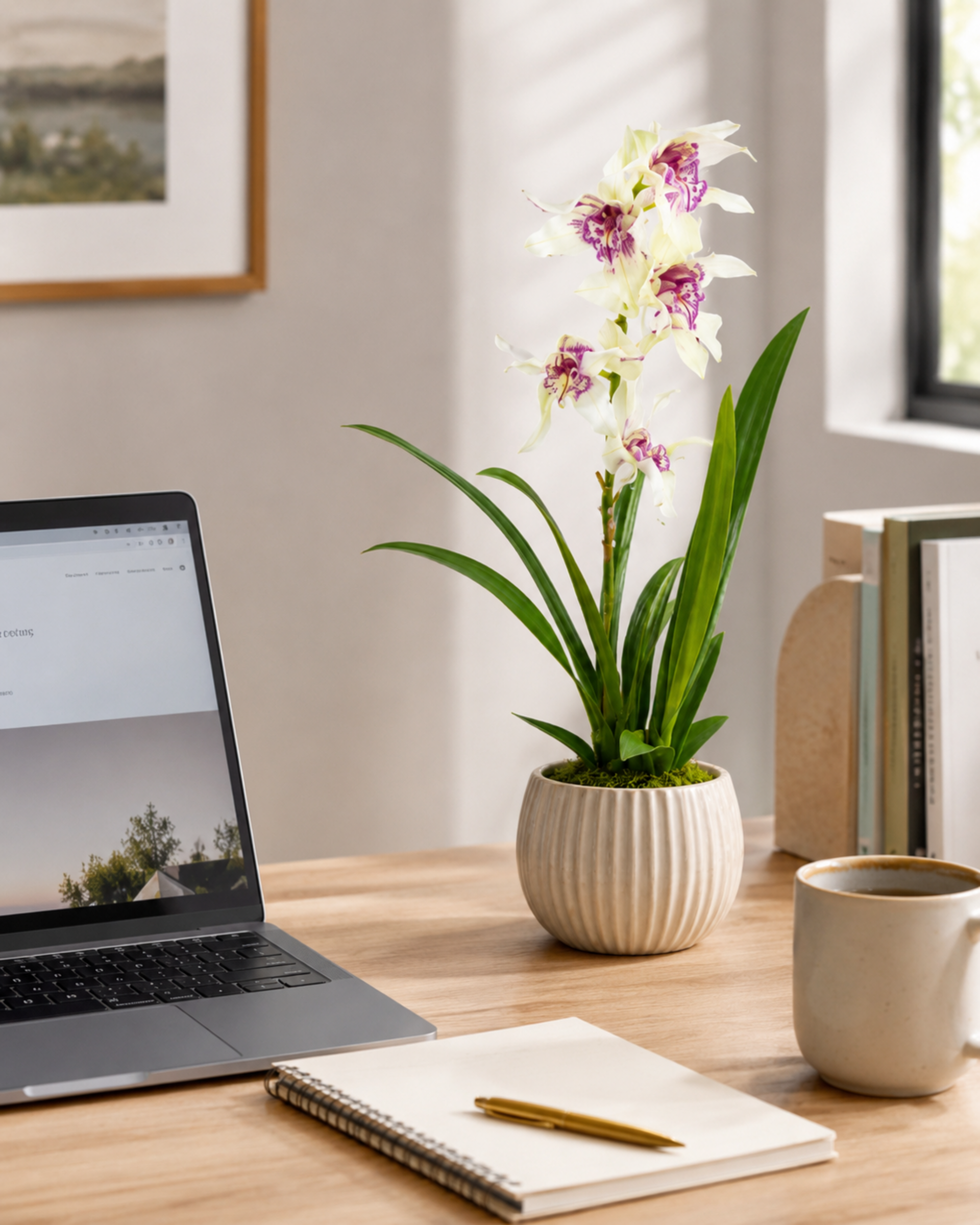 Pianta di Orchidea Cymbidium Artificiale H 50 - Sconti per Fioristi e Aziende