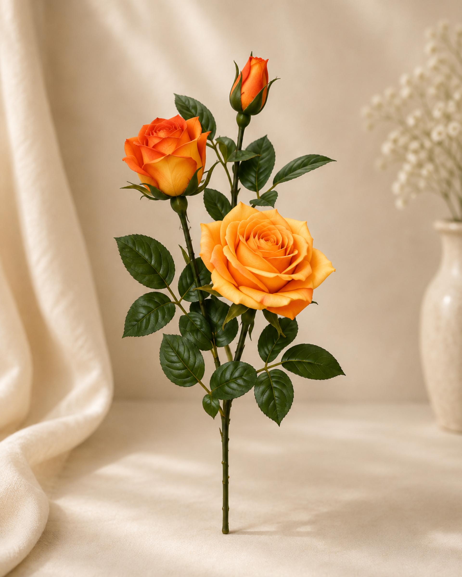 Rose Royal x 3 Velvet Artificiale in poliestere - Sconti per Fioristi e Aziende .