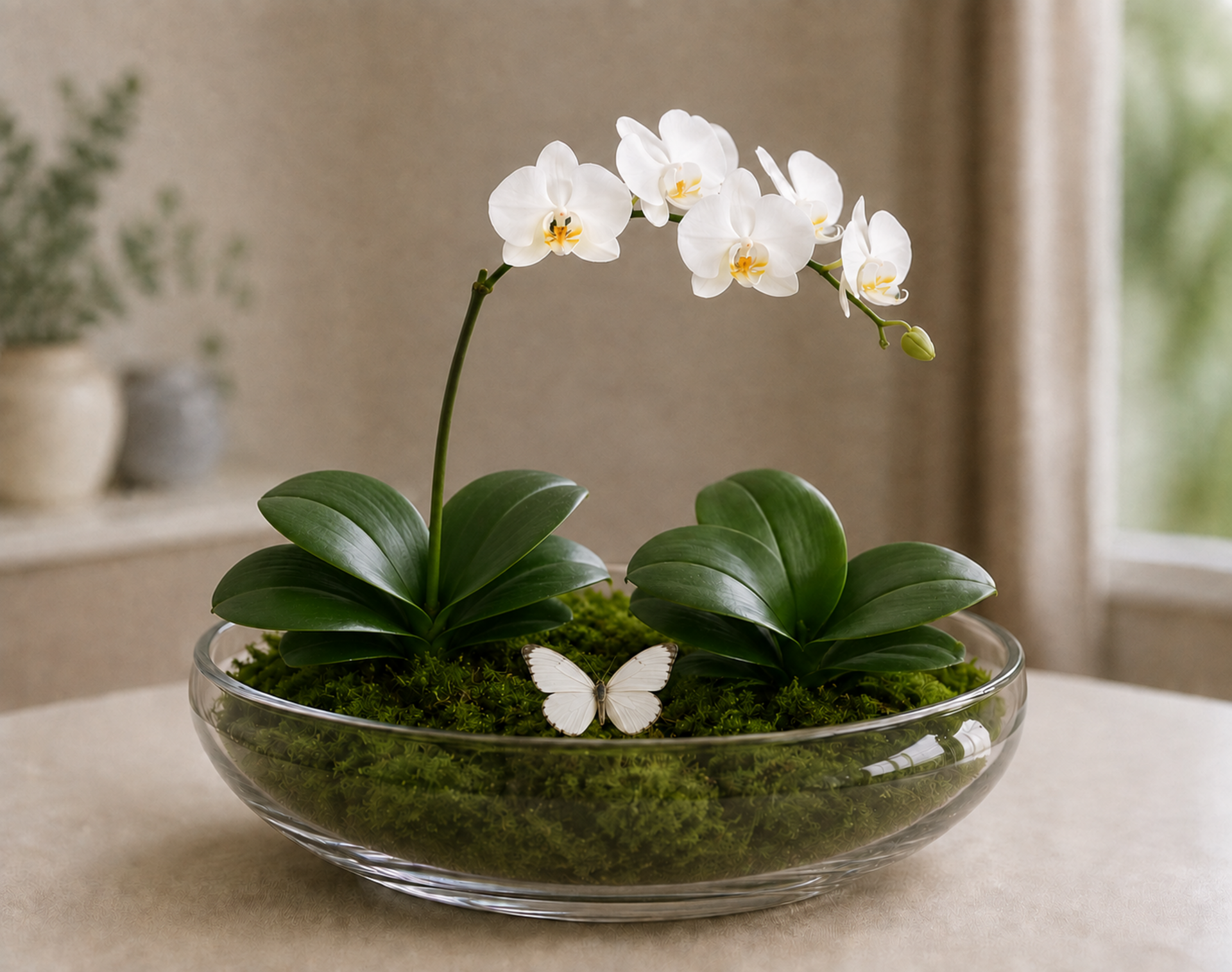 Foglia di Orchidea con radici  - Sconti per Fioristi e Aziende . - cm. 15 con 4 foglie