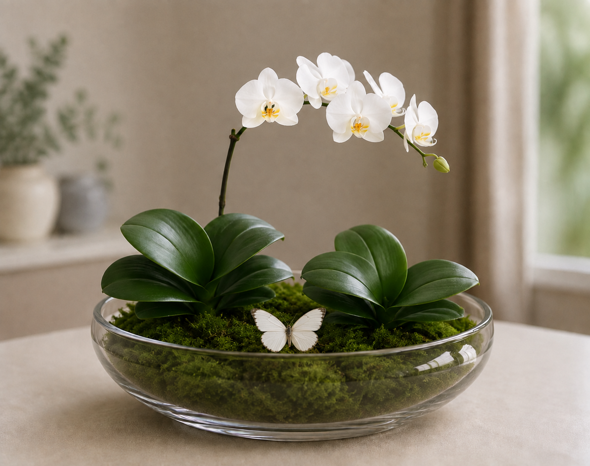 Foglia di Orchidea con radici  - Sconti per Fioristi e Aziende . - cm. 15 con 4 foglie