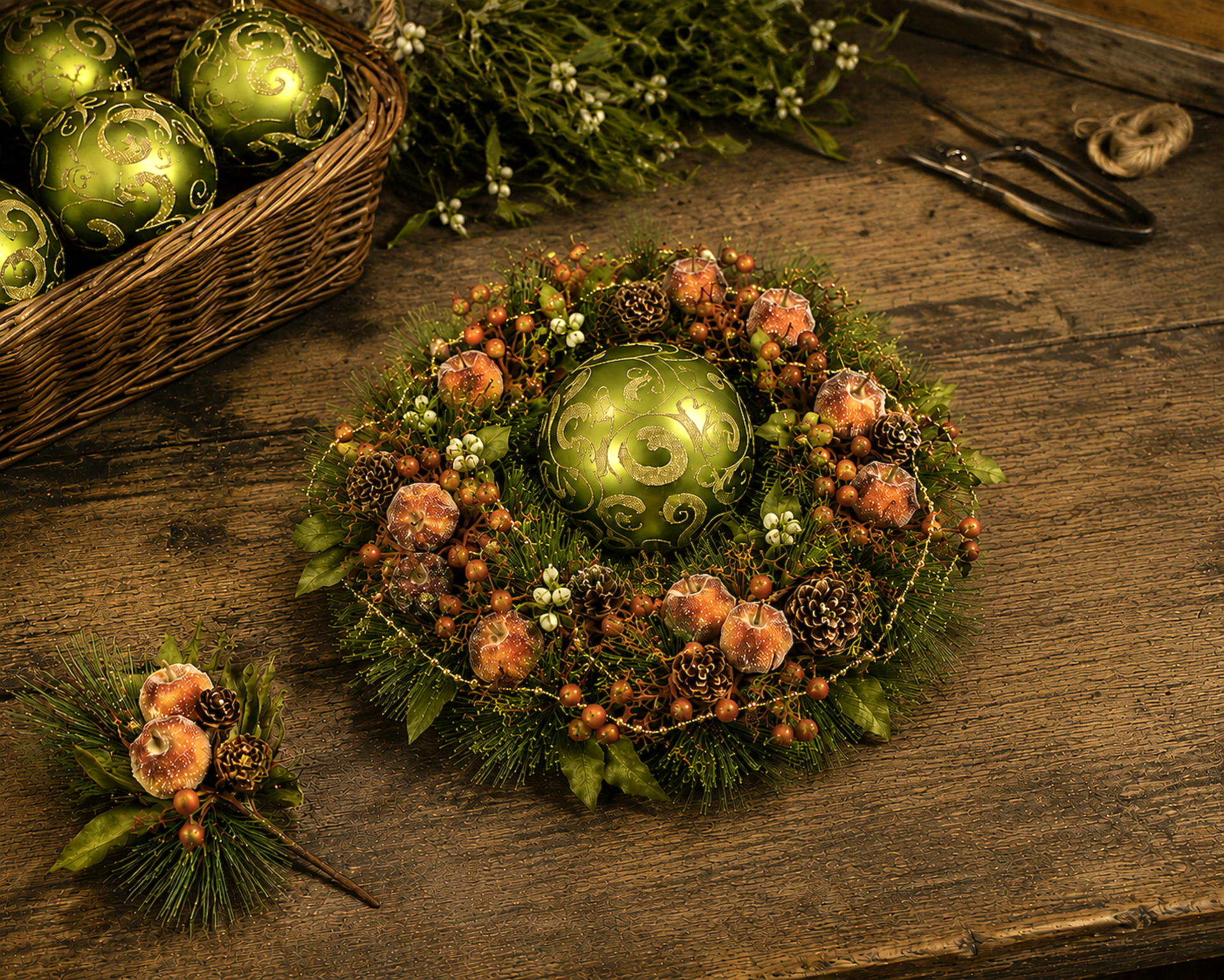 Palline di Natale x 4 in Vetro - Sconti per Fioristi e Aziende - decoro oro Verde e Turchese