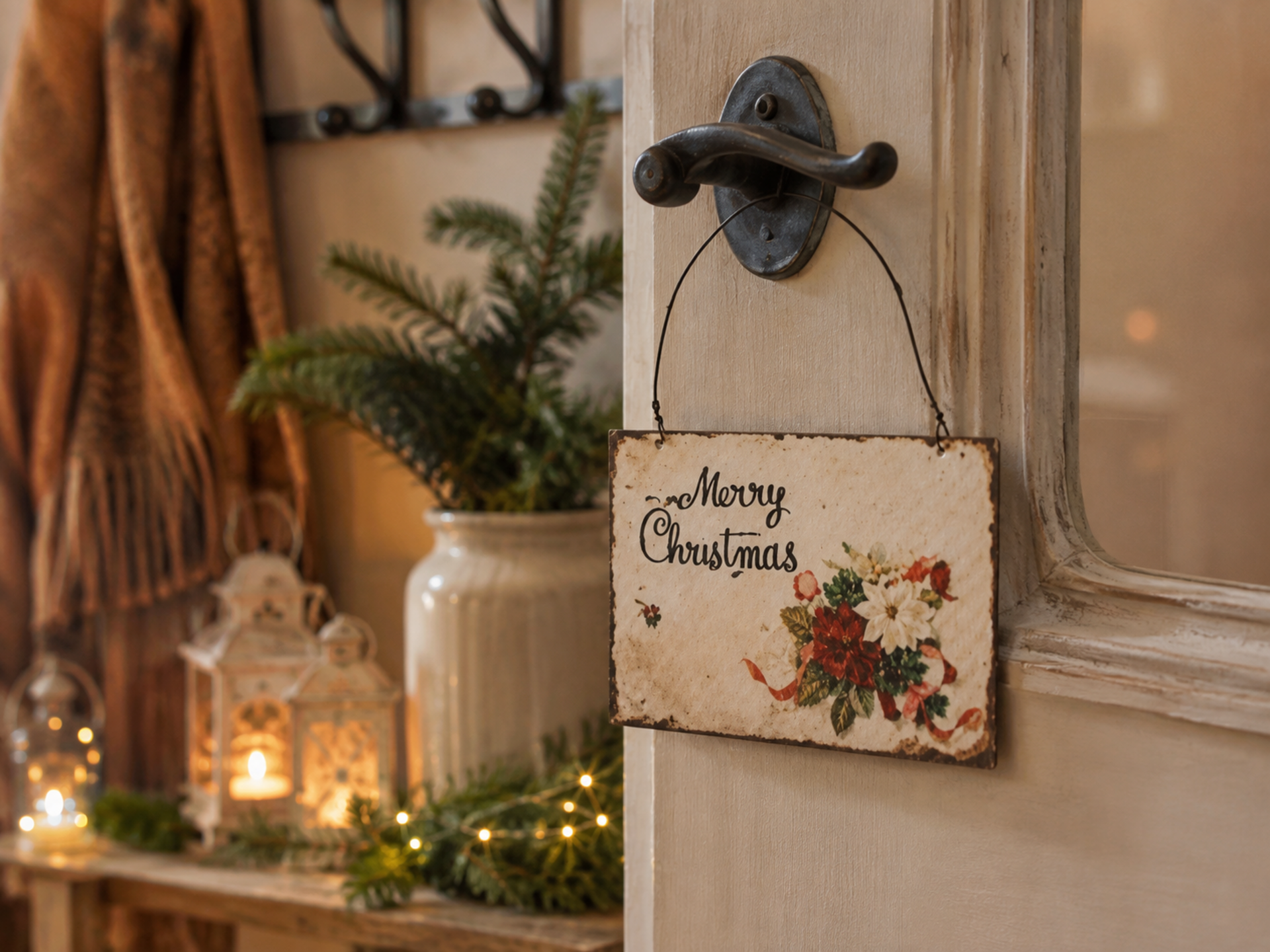 Targa Merry Christmas  - Sconti per Fioristi e Aziende - cm. 11 x 8 in metallo