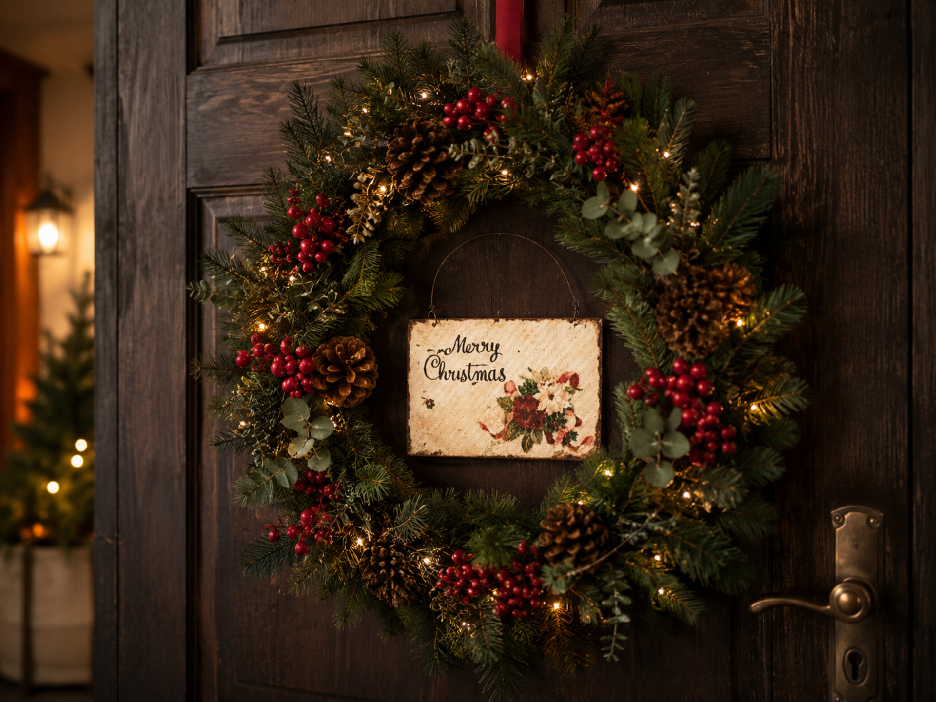 Targa Merry Christmas  - Sconti per Fioristi e Aziende - cm. 11 x 8 in metallo