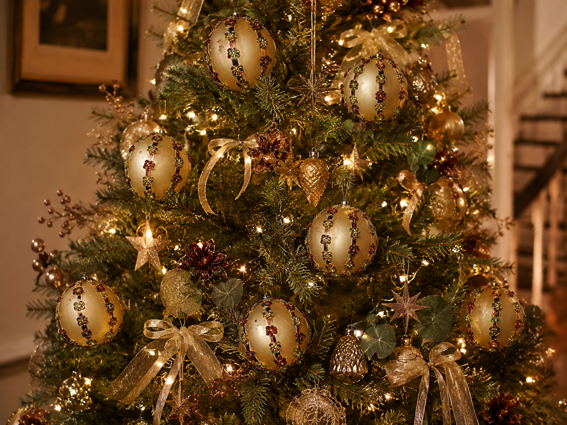 Palline di Natale dm. 8  - Sconti per Fioristi e Aziende - Meridian Oro decorate