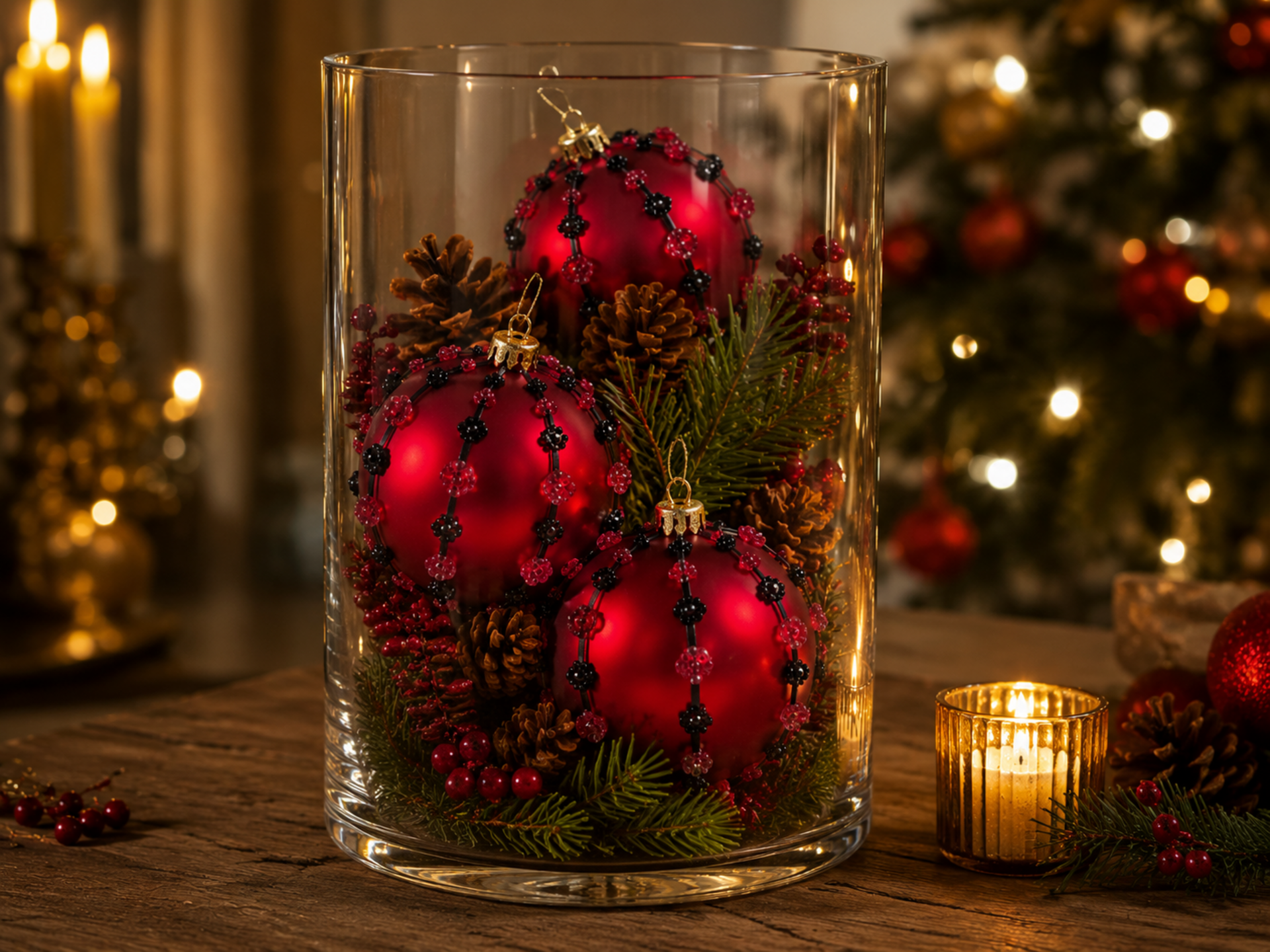Palline di Natale dm. 8  - Sconti per Fioristi e Aziende - Meridian Rosse decorate