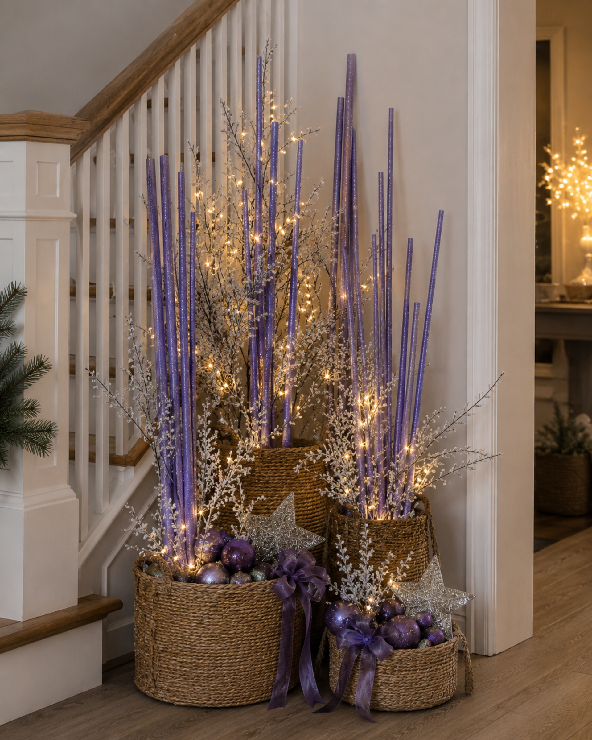 Canne Glitterate Lavanda x 8 H 150  - Sconti per Fioristi e Aziende - dm. 2/3 cm