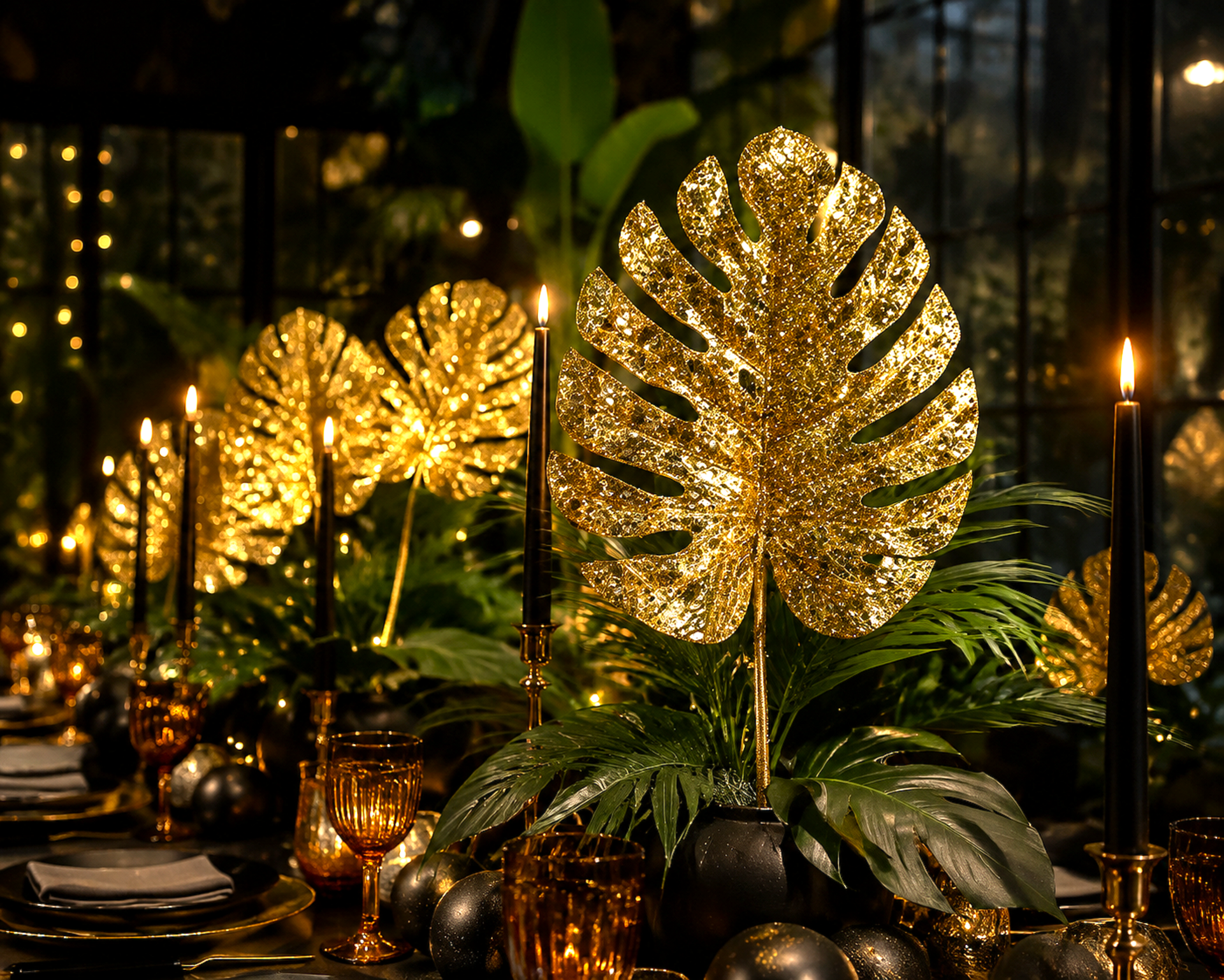 Foglia di Filodendro Oro H 40 - Sconti per Fioristi e Aziende - Glitterato Artificiale