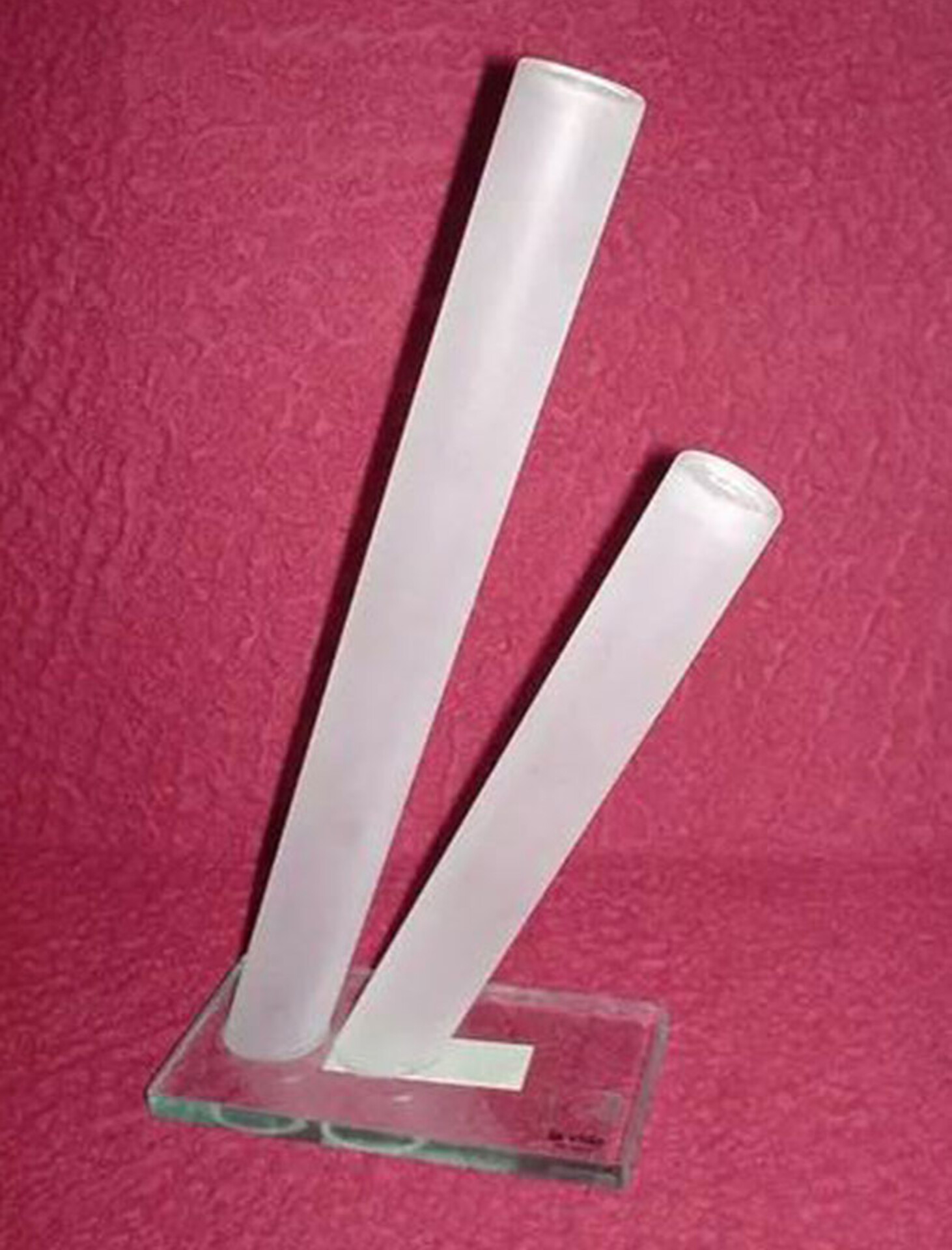 Vaso Monofiore doppio - Sconti per Fioristi e Aziende - Vetro Satinata H 16/23 dm. 2
