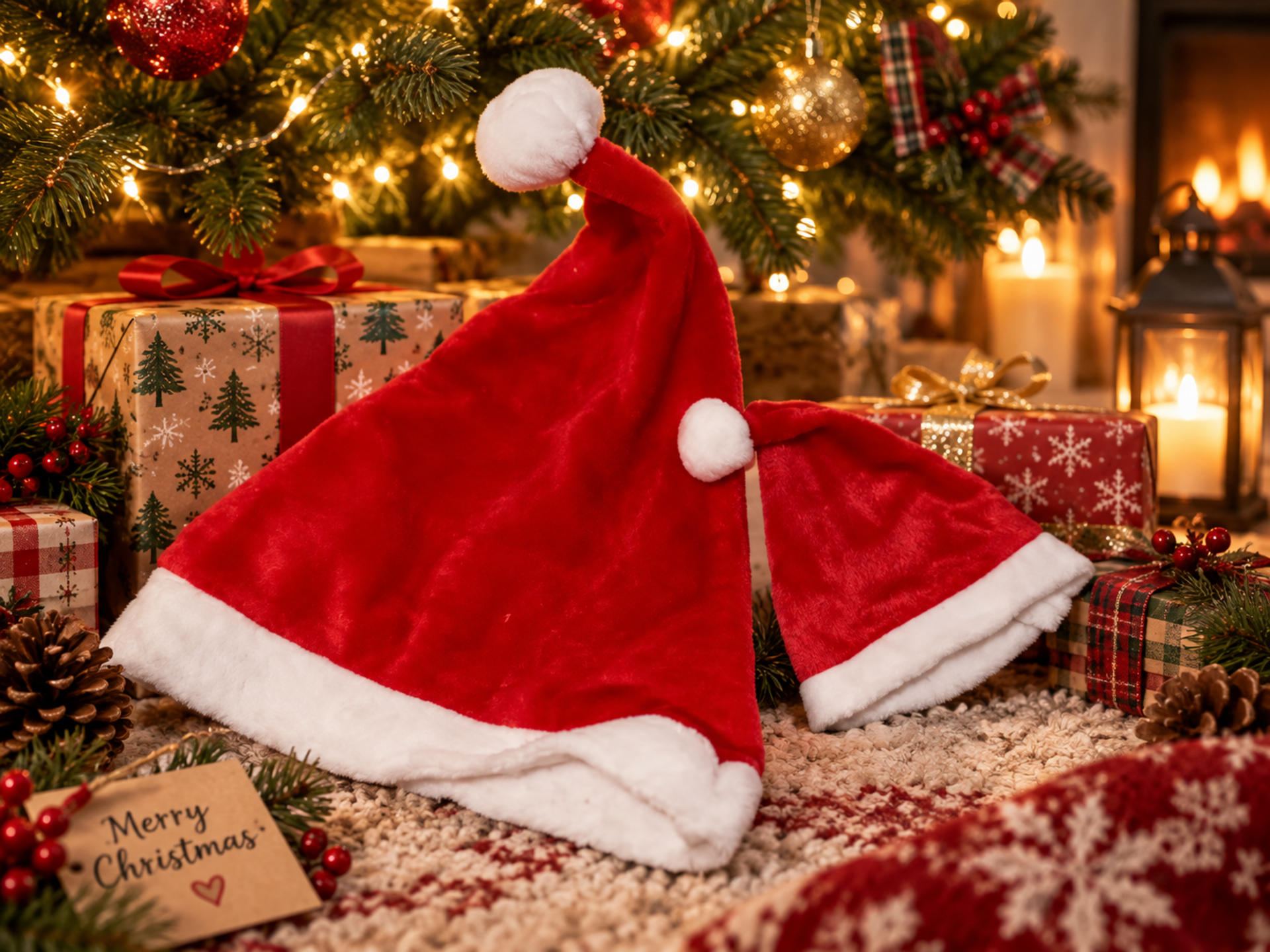 Cappellino Babbo Natale in velluto rosso - Sconti per Fioristi e Aziende -  2 misure
