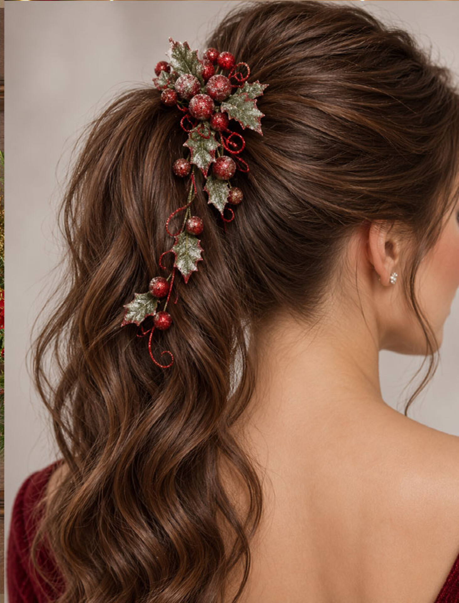 Girocandela Holly Berry   - Sconti per Fioristi e Aziende - Diametro 16 cm.