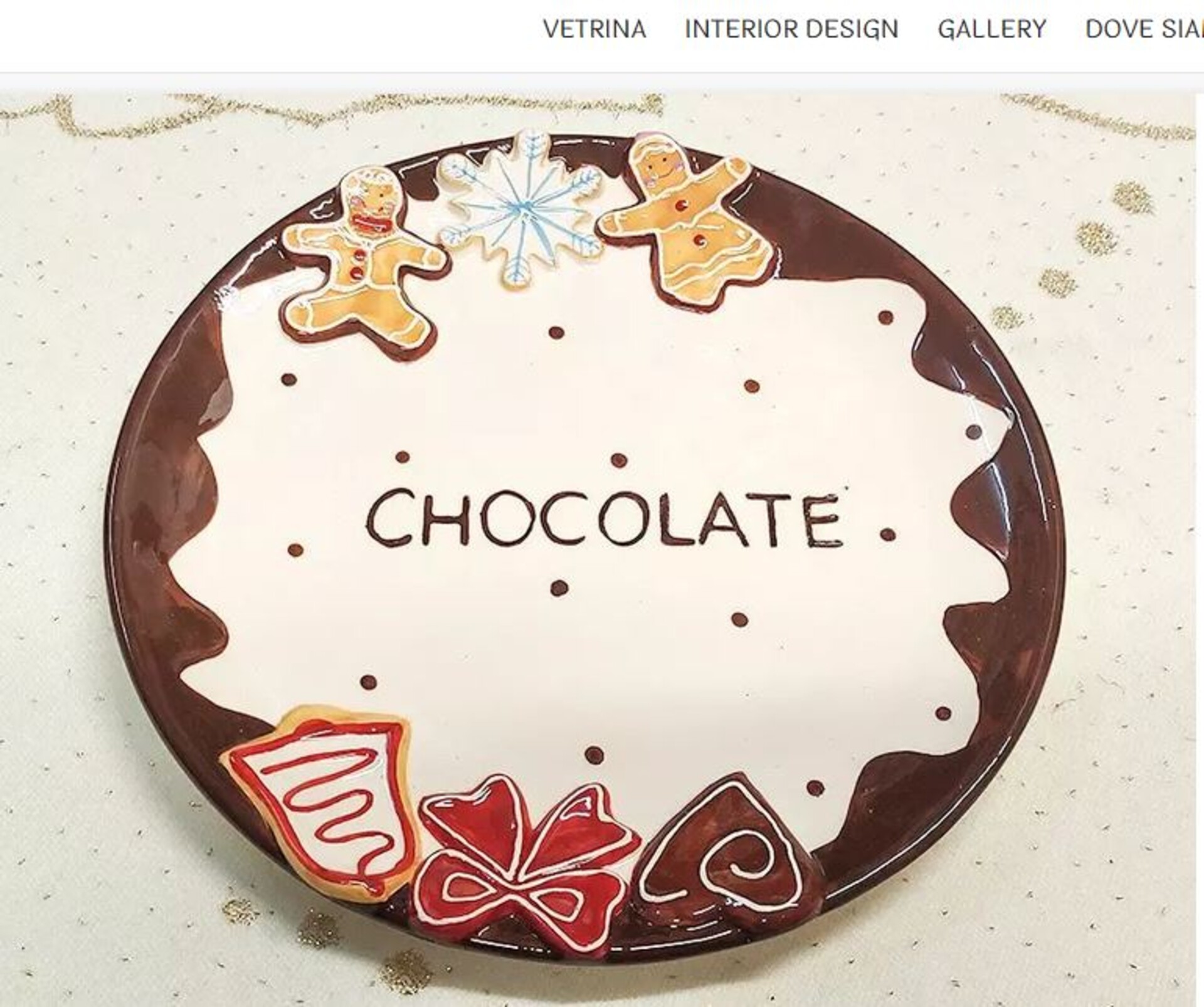 Piatto Porta Torta Chocolate - Sconti per Fioristi e Aziende - Dm. 28 cm. In ceramica