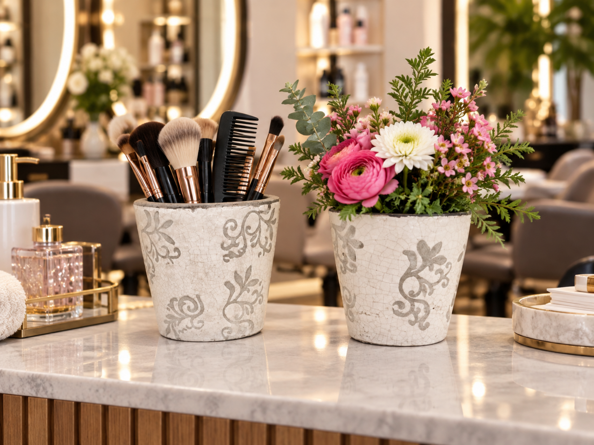 Set Vasi Decorati x 2 in ceramica  - Sconto per Fioristi e Aziende - Misure. 13x14 e 15x16