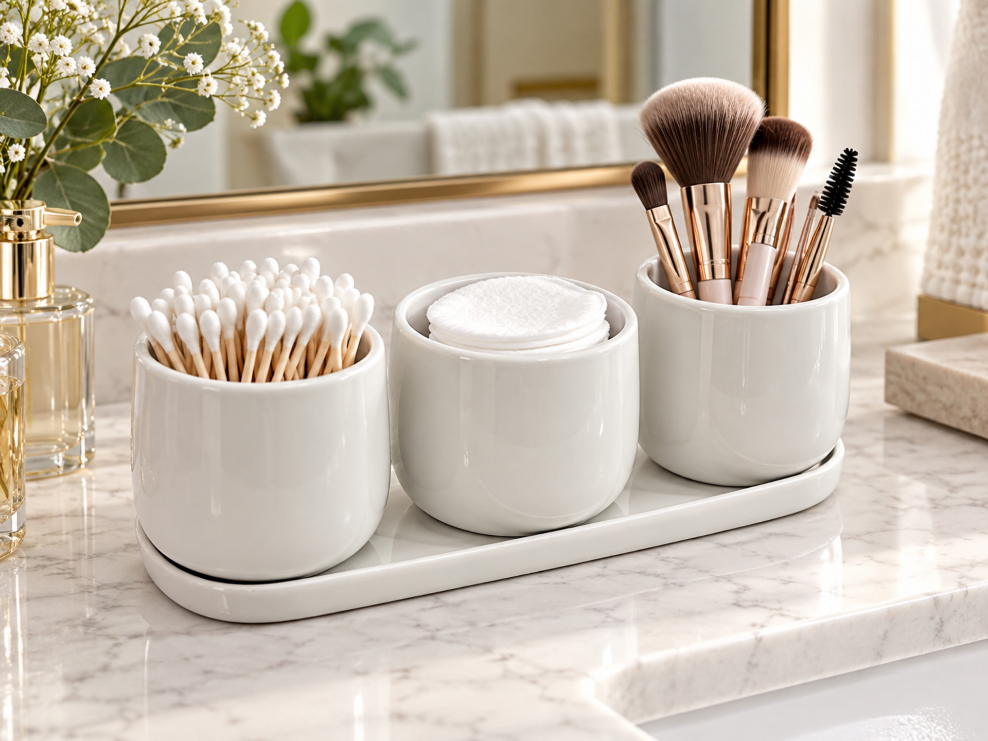 Vassoio con 3 vasetti - Sconto per Fioristi e Aziende - In ceramica H 11 dm. 13