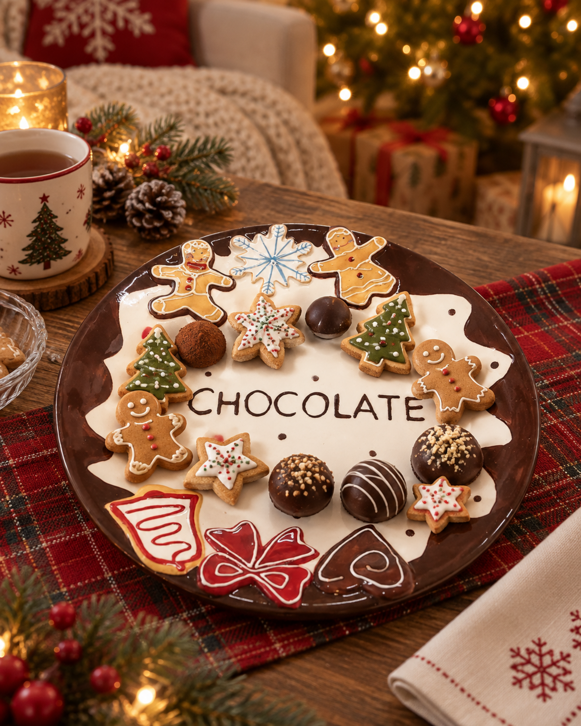 Piatto Porta Torta Chocolate - Sconti per Fioristi e Aziende - Dm. 28 cm. In ceramica