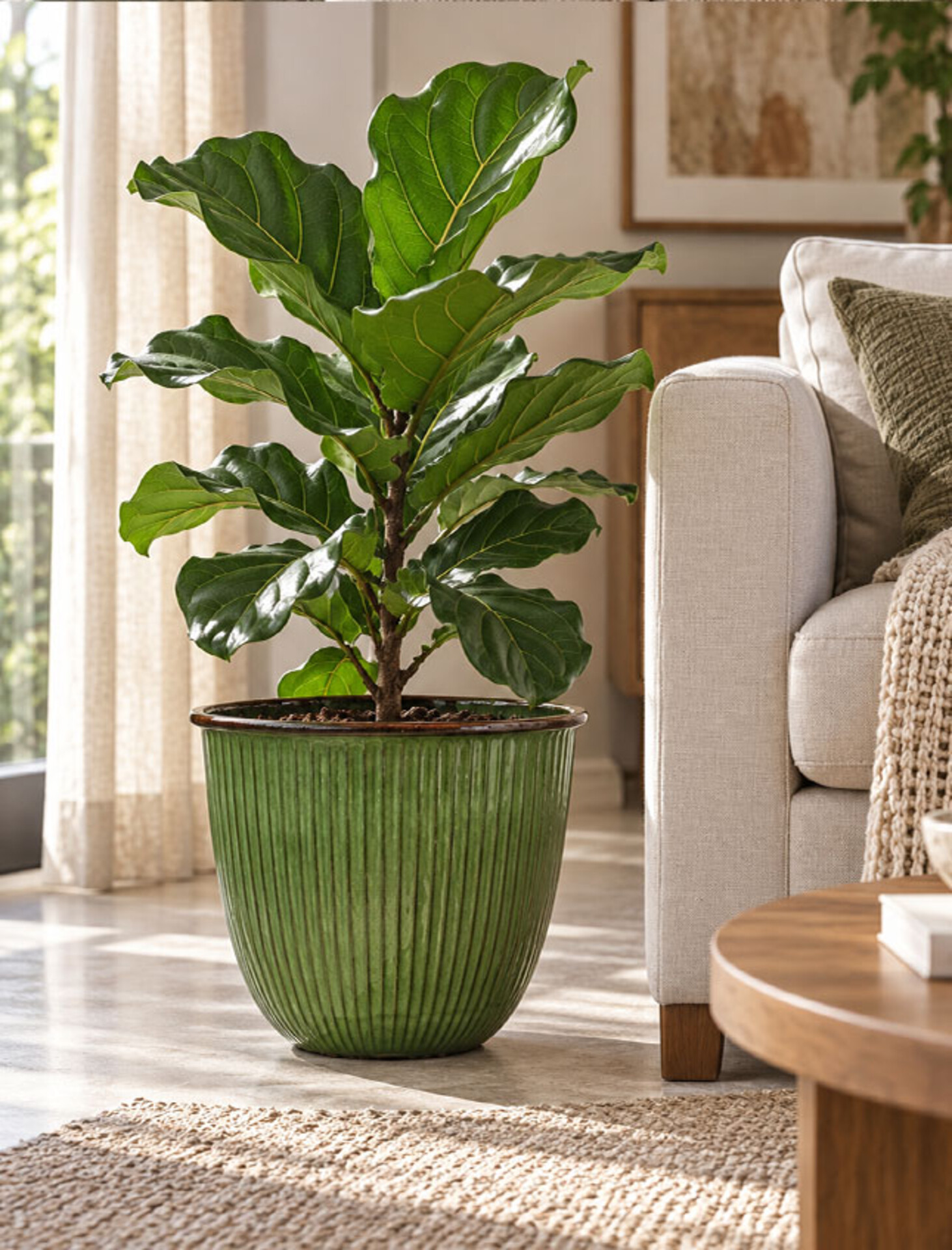 Cashpot Rigato Verde Bosco - Sconti per Fioristi e Aziende - H 23/D28 - H 27/ D32 - H 32/D37