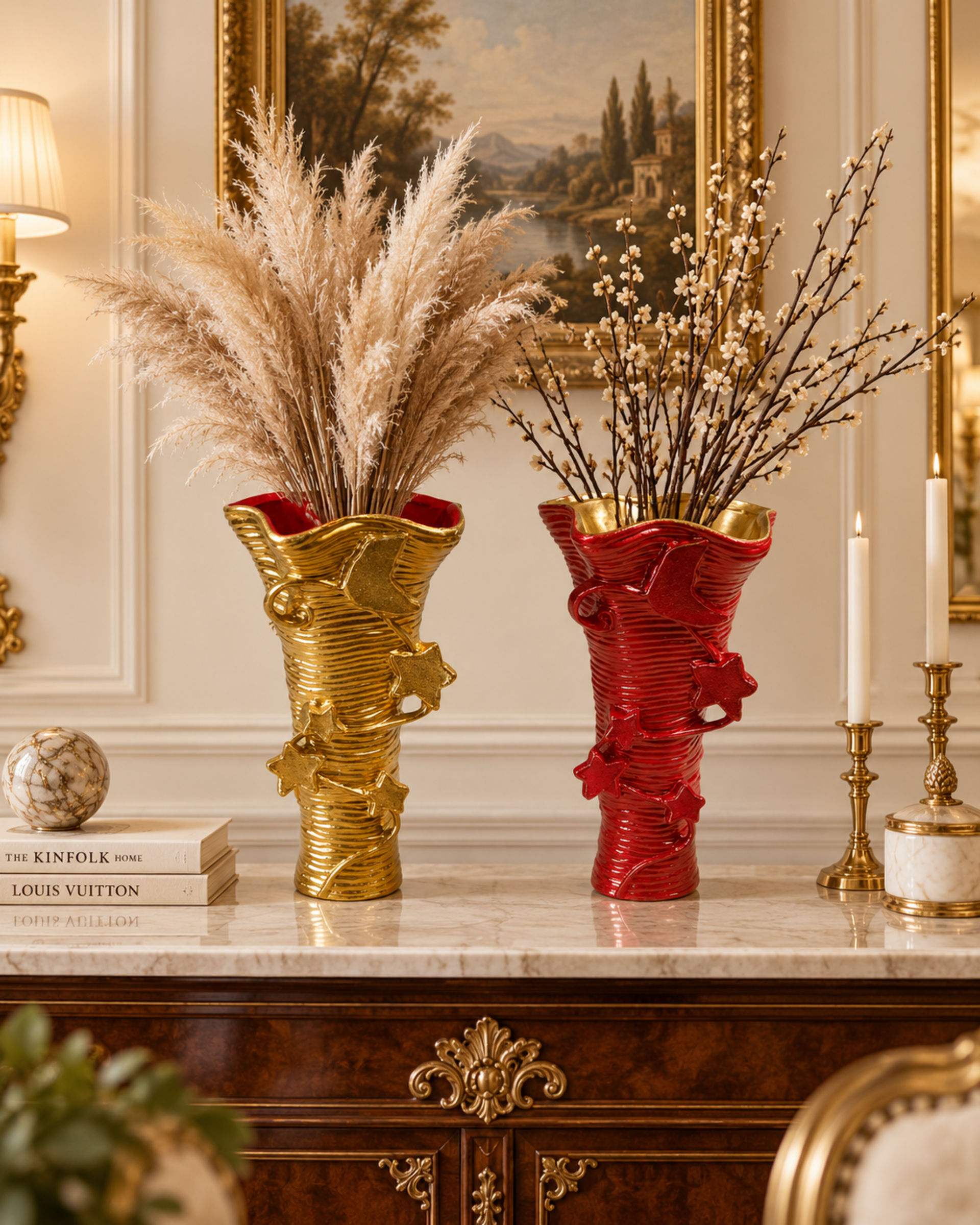 Vaso Ceramica H 40 Tronco Rosso - Sconti per Fioristi e Aziende . 2 modelli