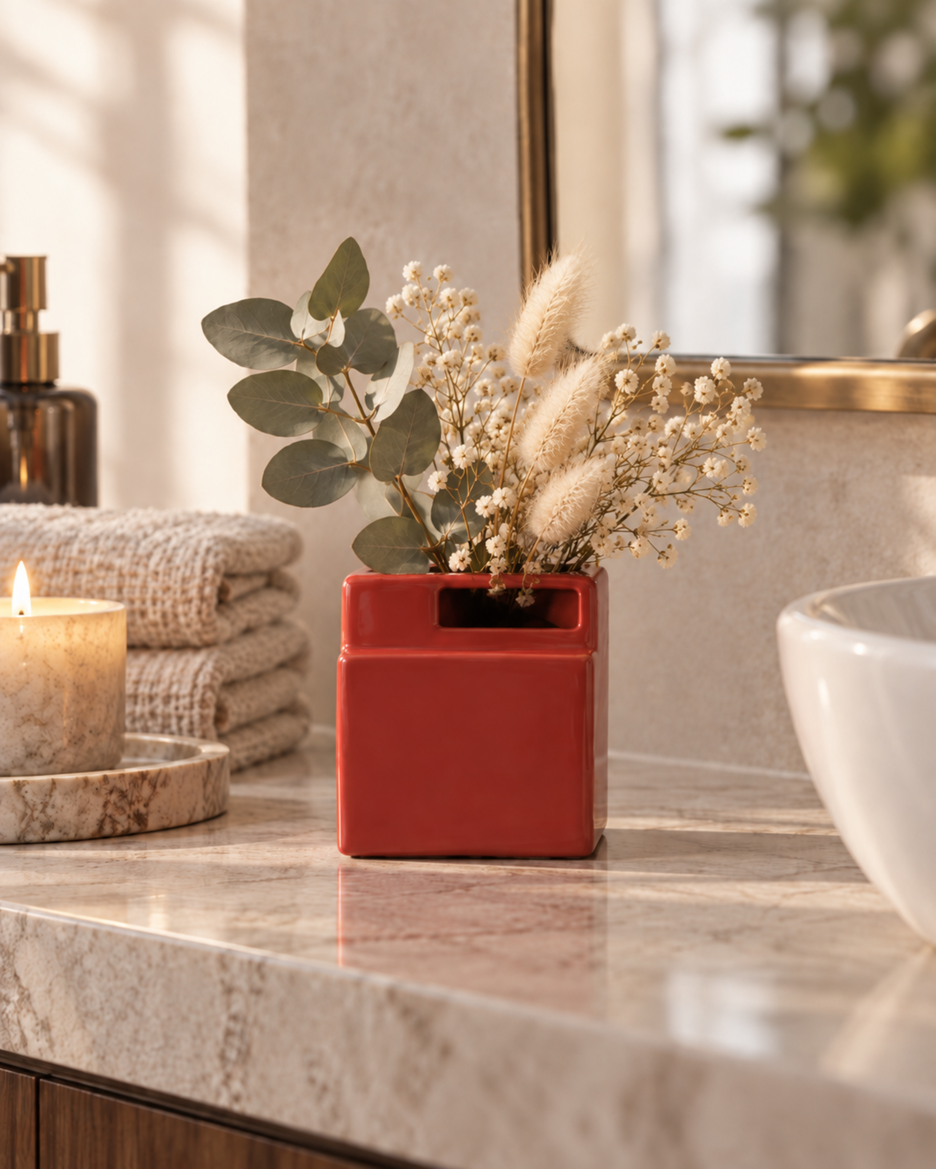 Vasetti cubo H 11 - H 9 - Sconti per Fioristi e Aziende - in ceramica GAV corallo