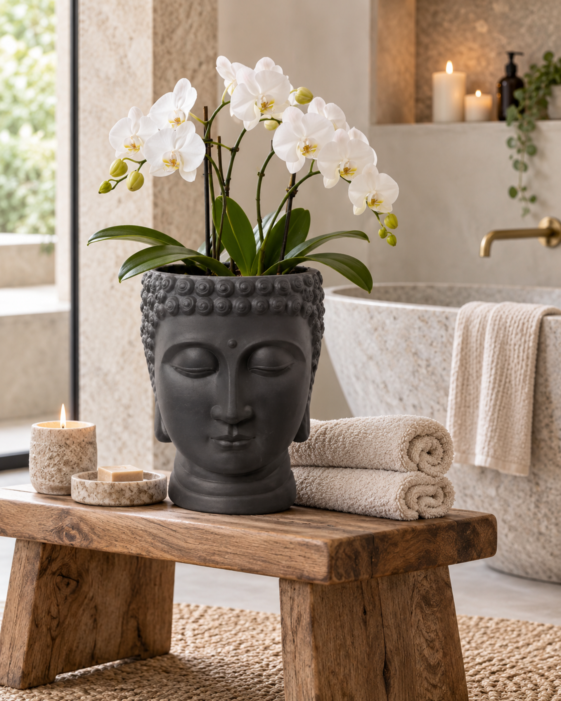 Vaso Budda x 3 Nero Opaco  - Sconti per Fioristi e Aziende - Fibercly H 50 / 34 / 24