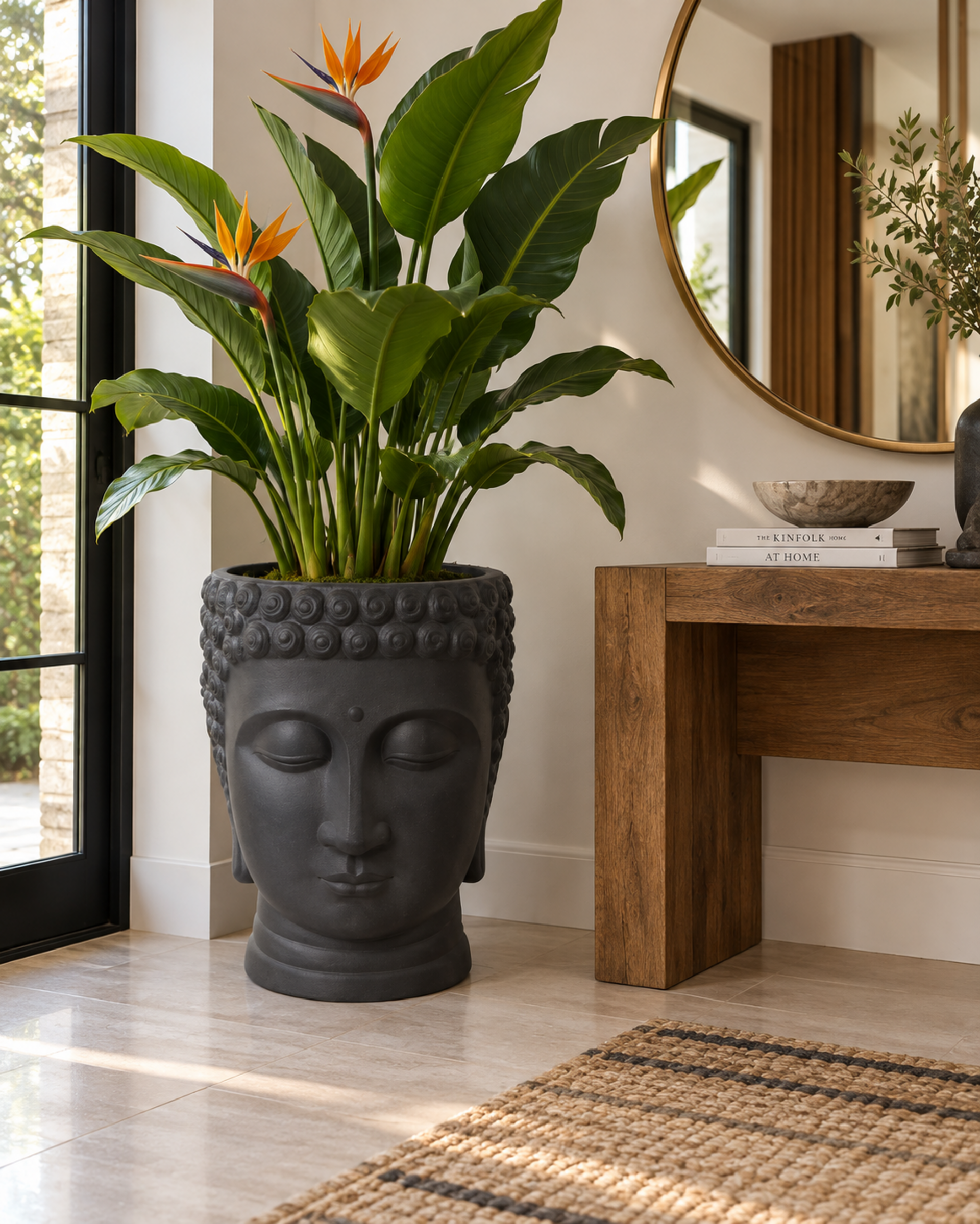 Vaso Budda x 3 Nero Opaco  - Sconti per Fioristi e Aziende - Fibercly H 50 / 34 / 24