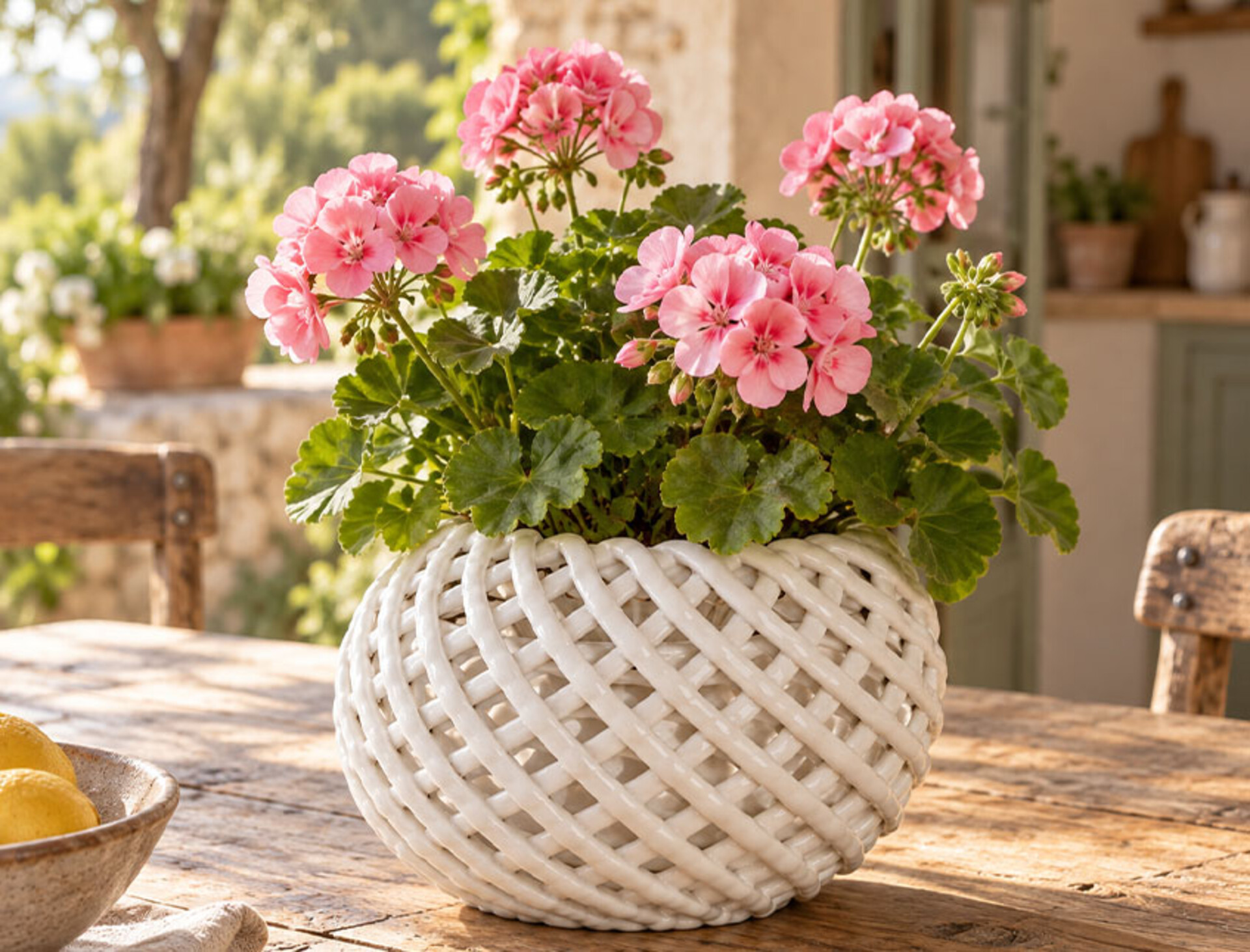 Vaso Intrecciato H 12,5 Ø 16 - Sconti per Fioristi e Aziende - in Ceramica Bianca