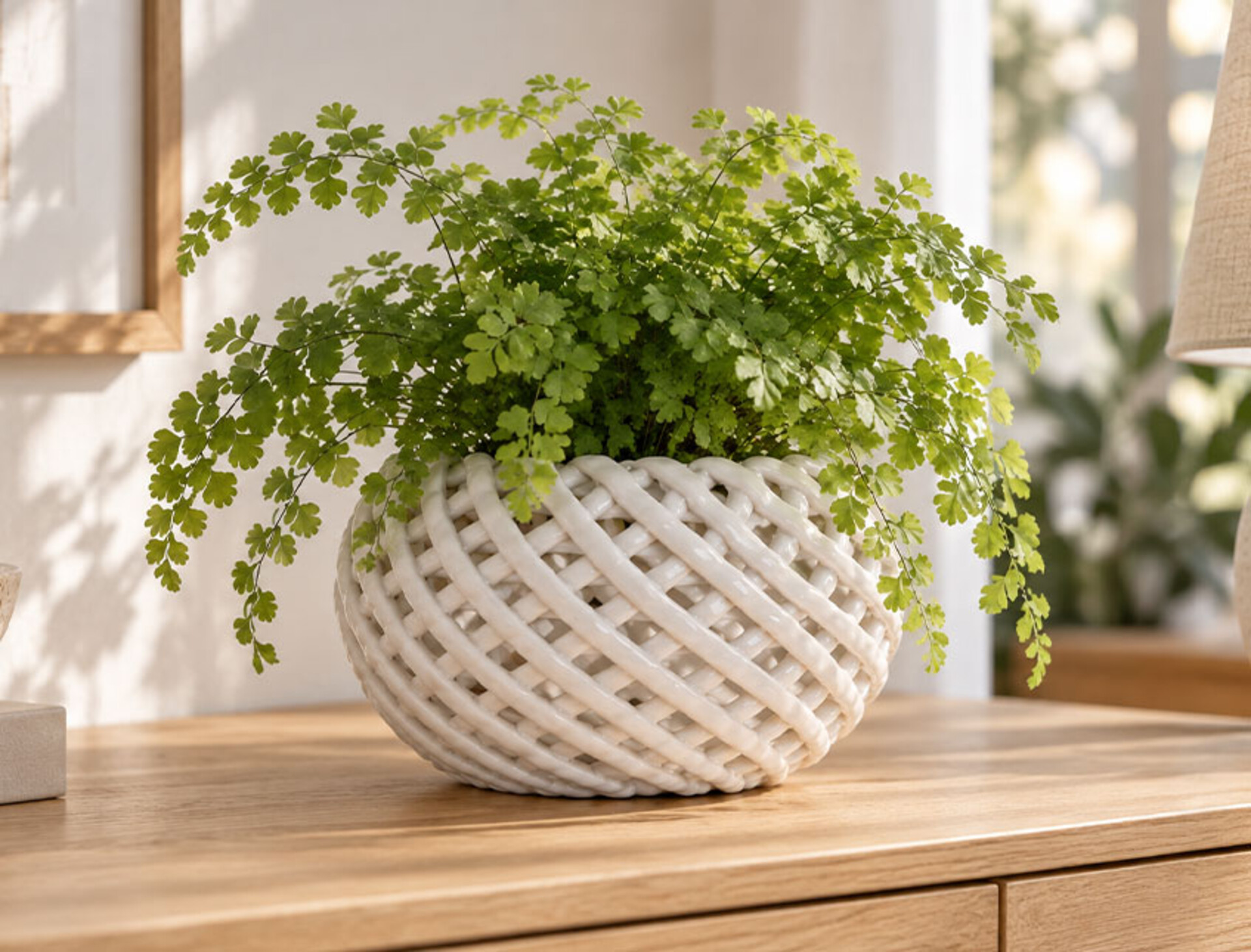 Vaso Intrecciato H 12,5 Ø 16 - Sconti per Fioristi e Aziende - in Ceramica Bianca