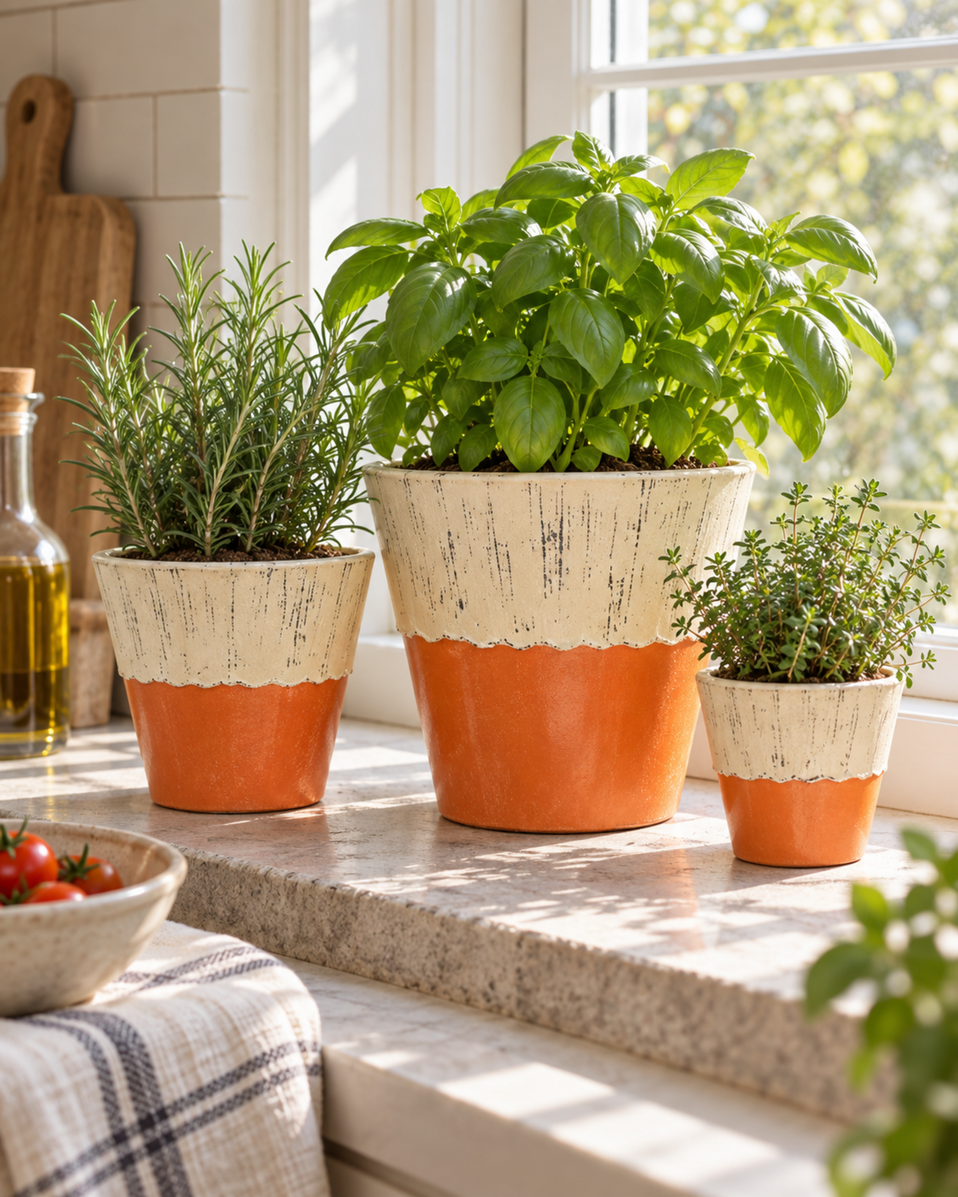 Vasi x 4 Ceramica Bicolore - Sconti per Fioristi e Aziende - Avorio - Arancio  Giallo - Marro