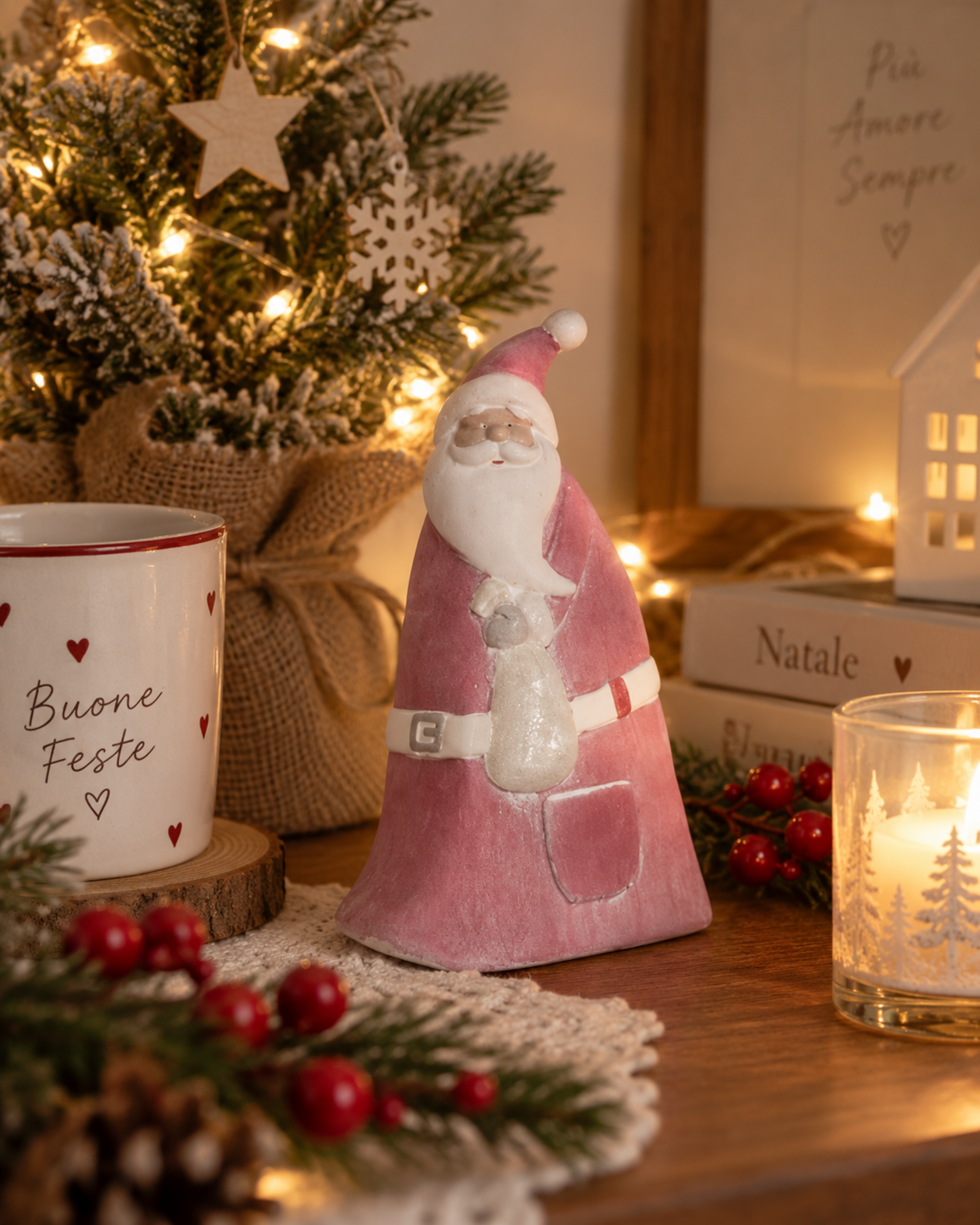 Babbo Natale Ceramica   - Sconti per Fioristi e Aziende - H cm.16/24/30